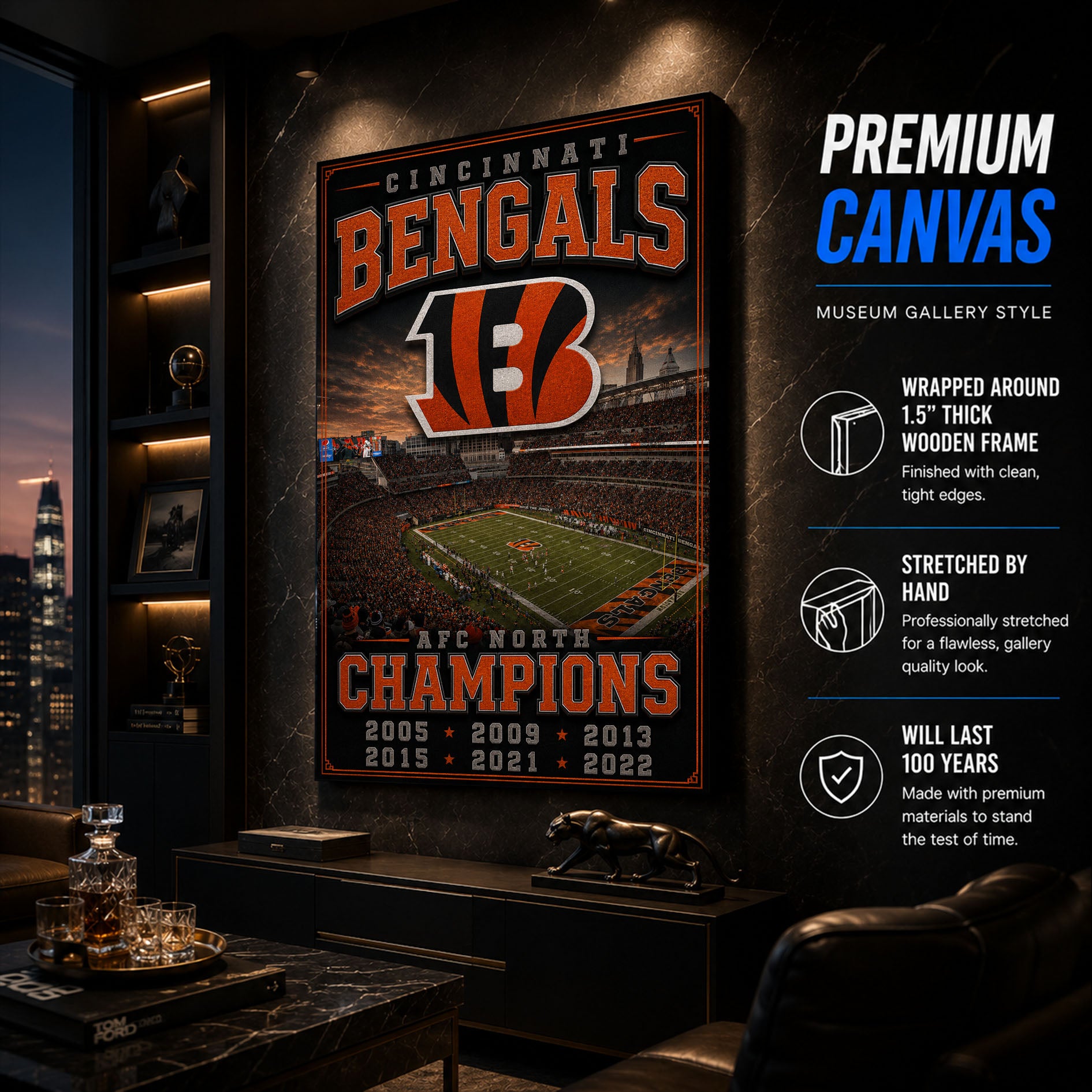 Cincinnati Bengals Stadium Fan Poster or Canvas Wall Art