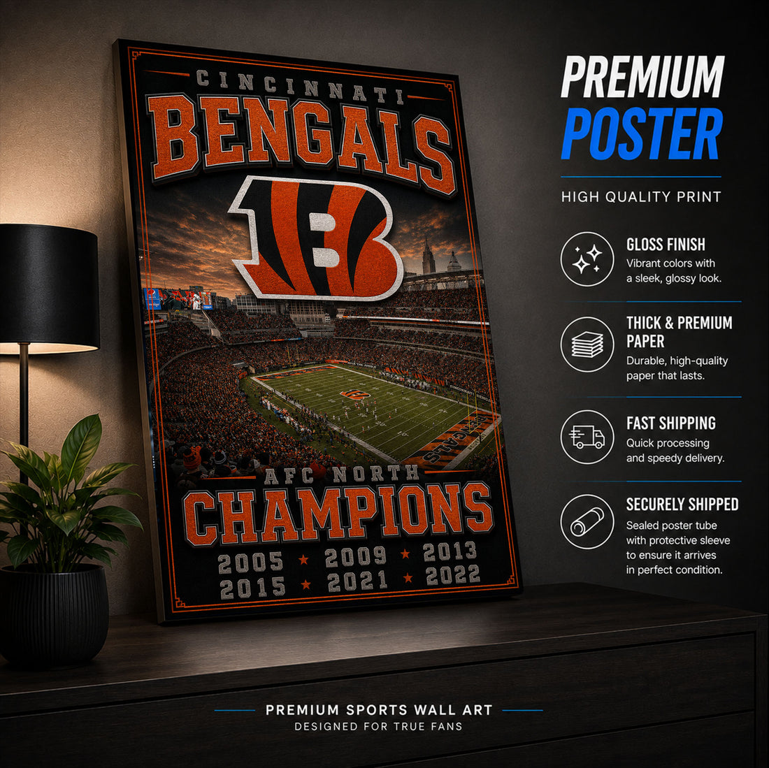 Cincinnati Bengals Stadium Fan Poster or Canvas Wall Art