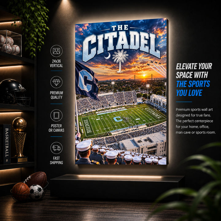 The Citadel Football Stadium Poster or Canvas Wall Art