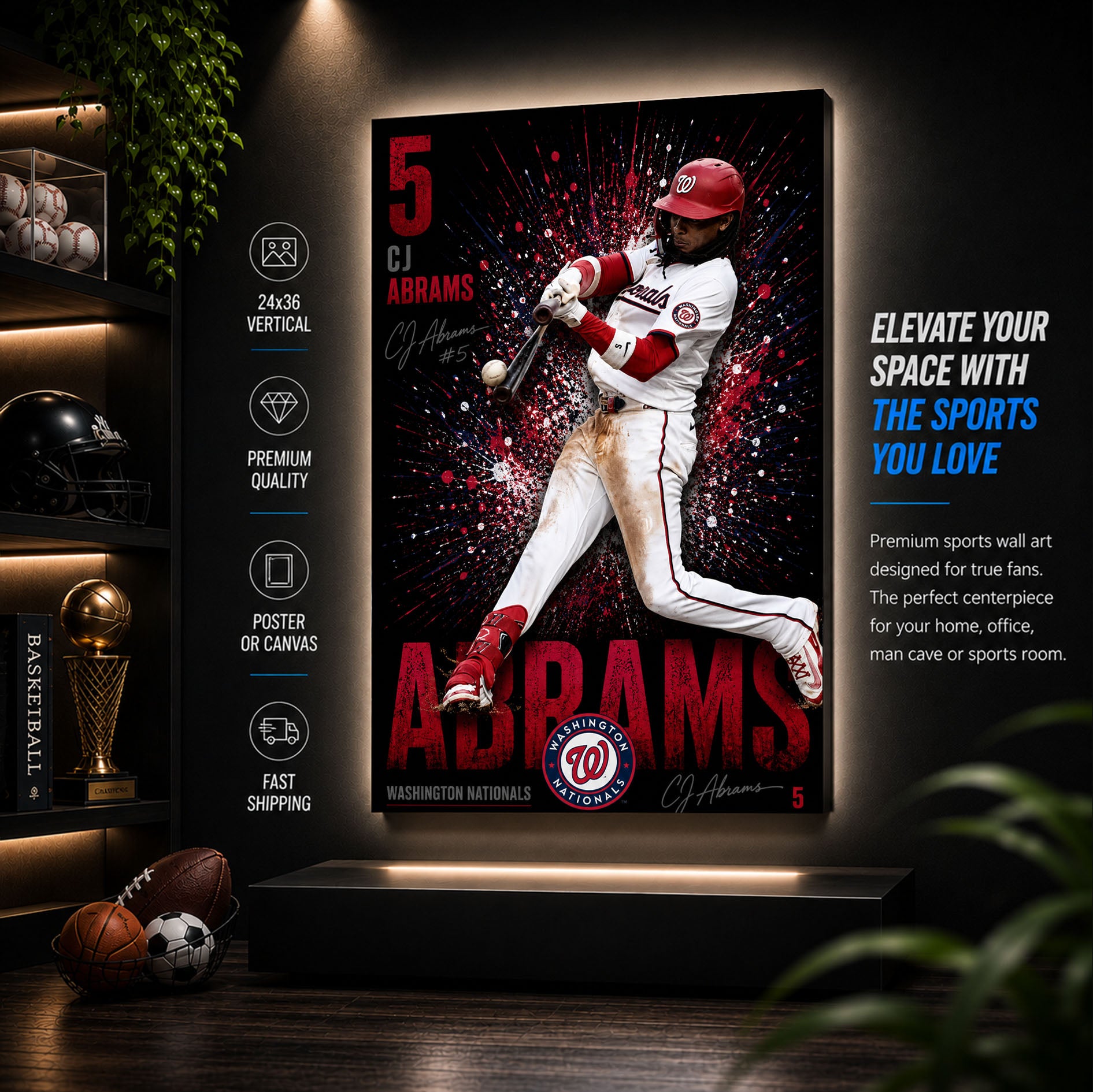 CJ Abrams Nationals Poster or Canvas Wall Art