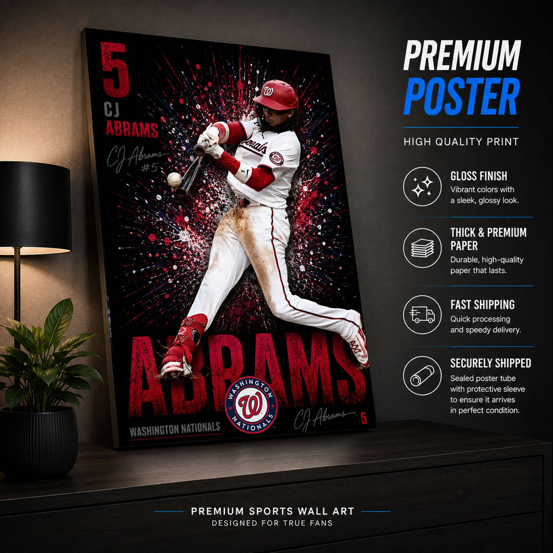CJ Abrams Nationals Poster or Canvas Wall Art
