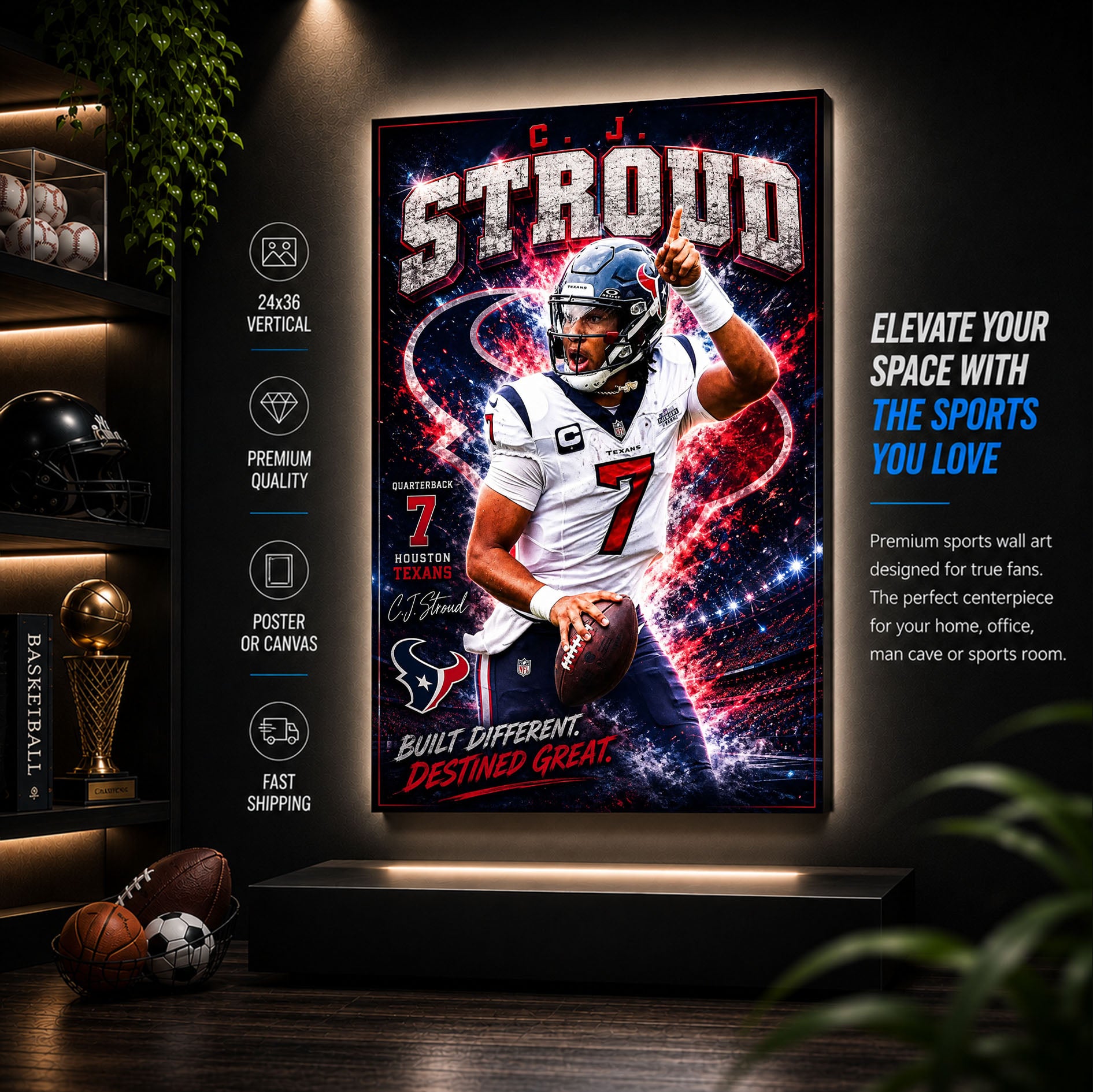 CJ Stroud Texans Fan Poster or Canvas Wall Art