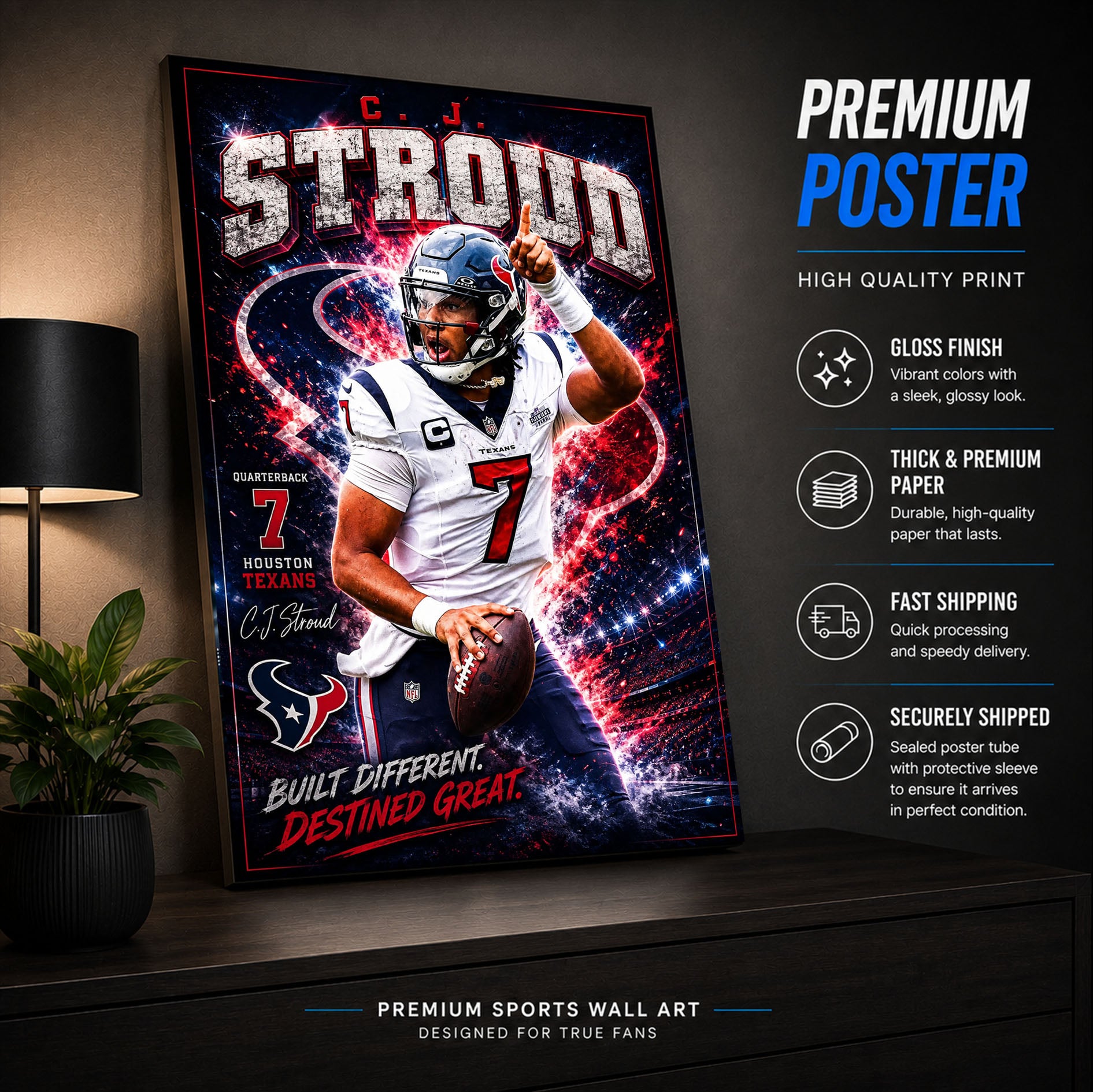 CJ Stroud Texans Fan Poster or Canvas Wall Art