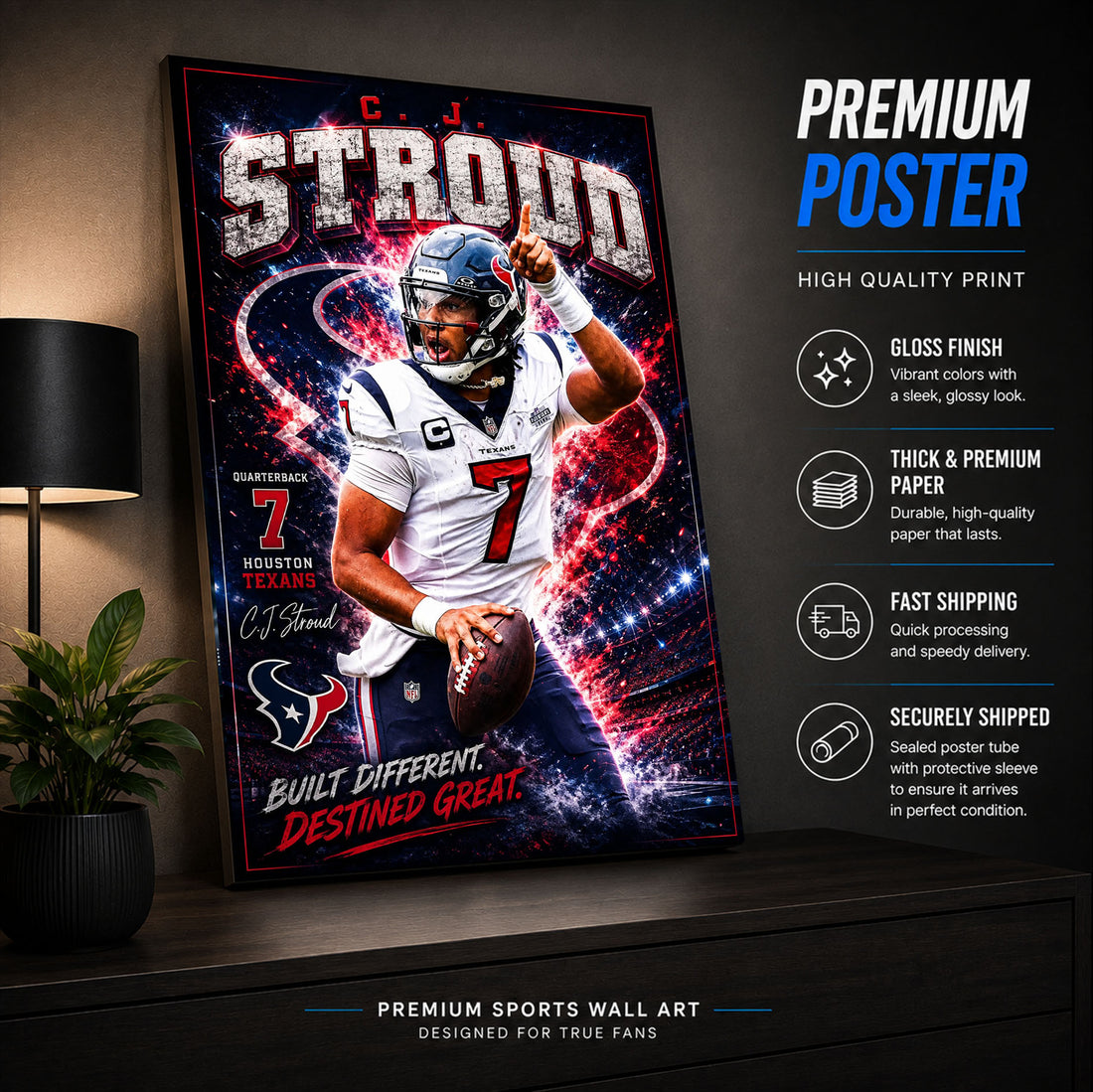CJ Stroud Texans Fan Poster or Canvas Wall Art