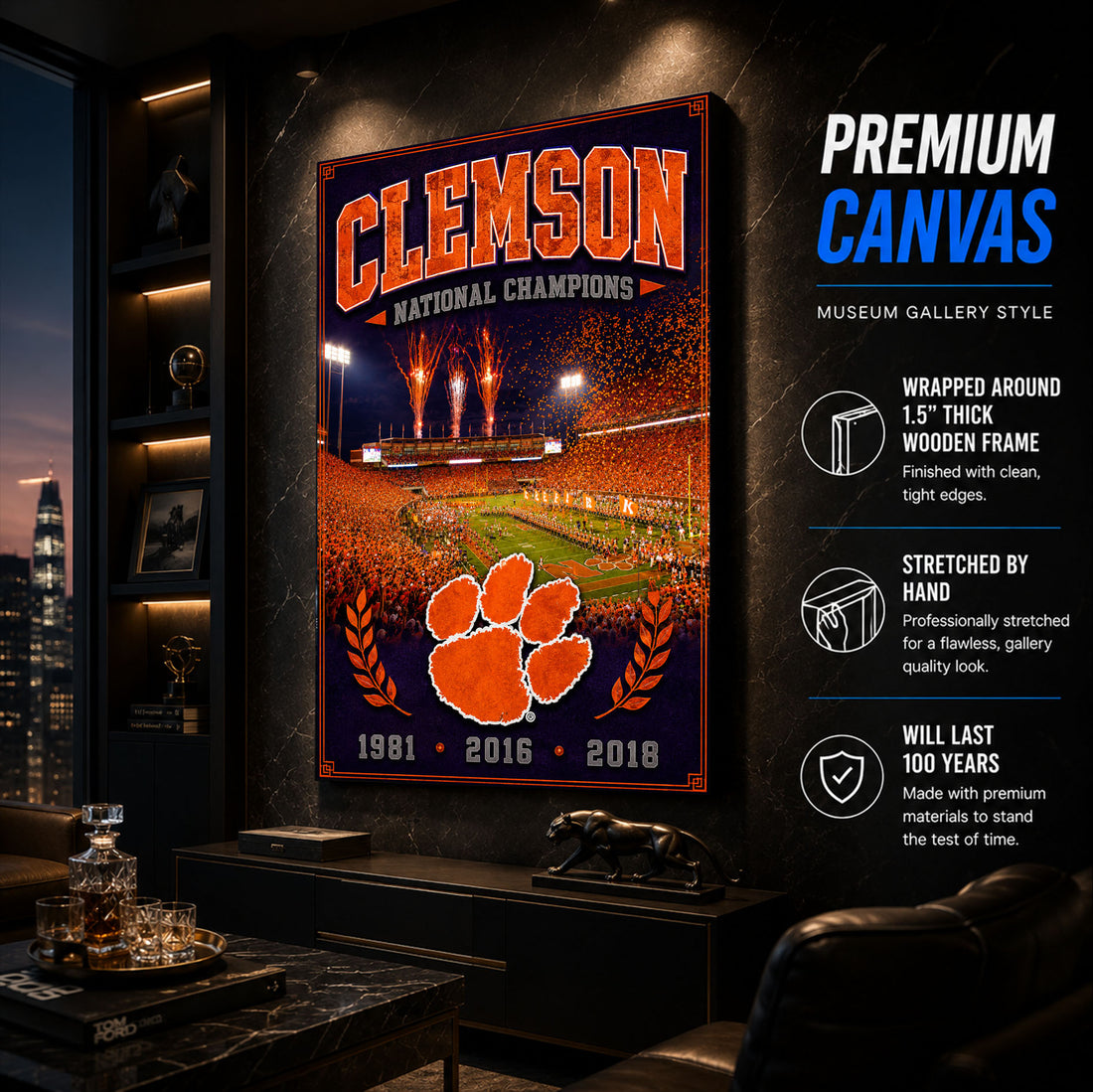 Clemson Football Stadium Fan Poster or Canvas Wall Art