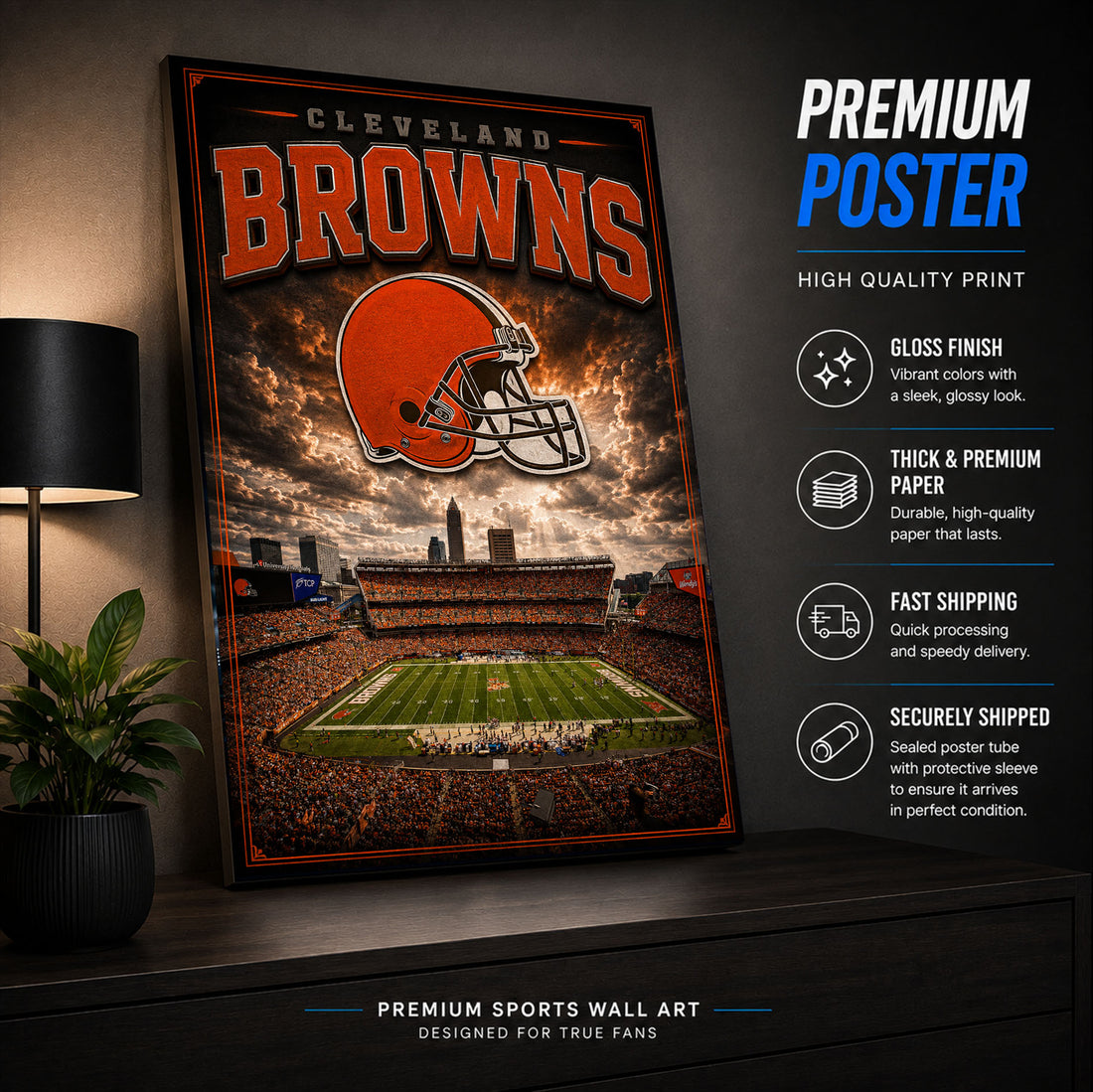 Cleveland Browns Stadium Fan Poster or Canvas Wall Art