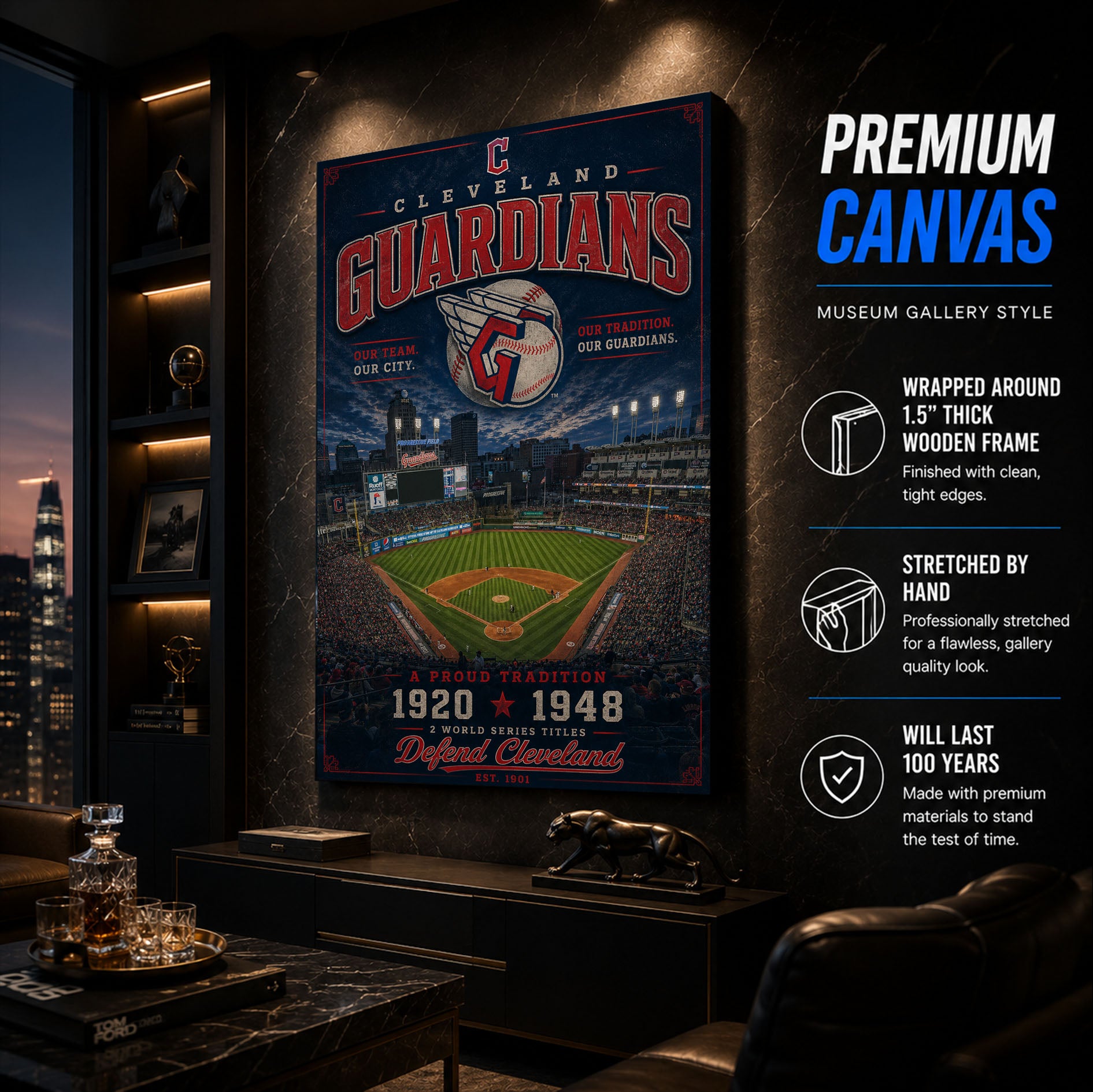 Cleveland Guardians Stadium Fan Poster or Canvas Wall Art