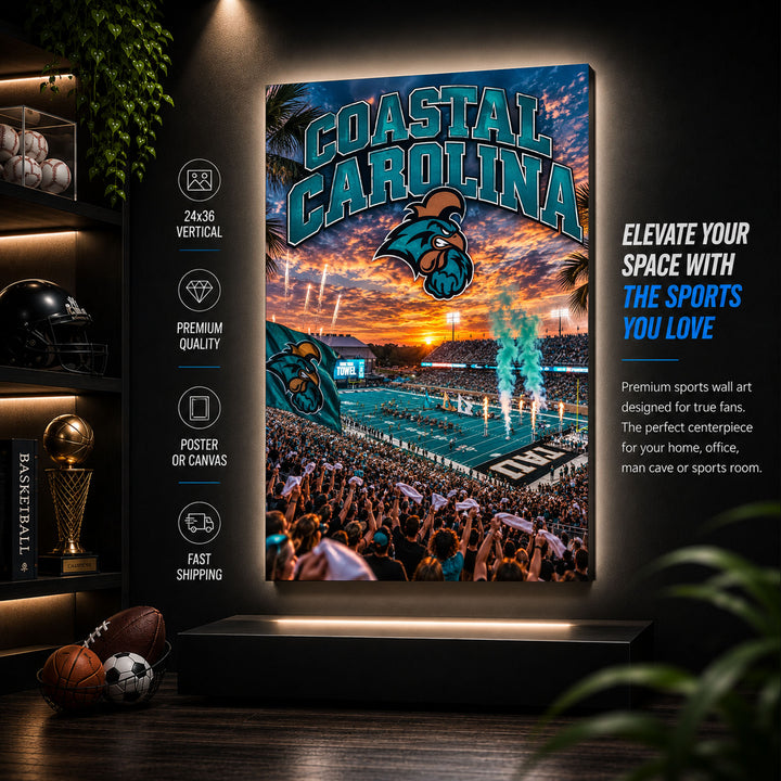 Coastal Carolina Football Stadium Poster or Canvas Wall Art