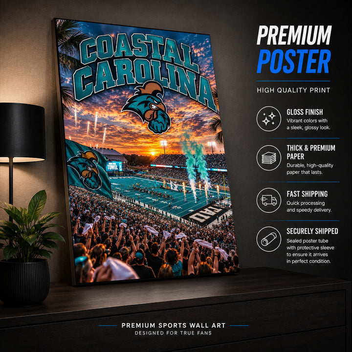 Coastal Carolina Football Stadium Poster or Canvas Wall Art
