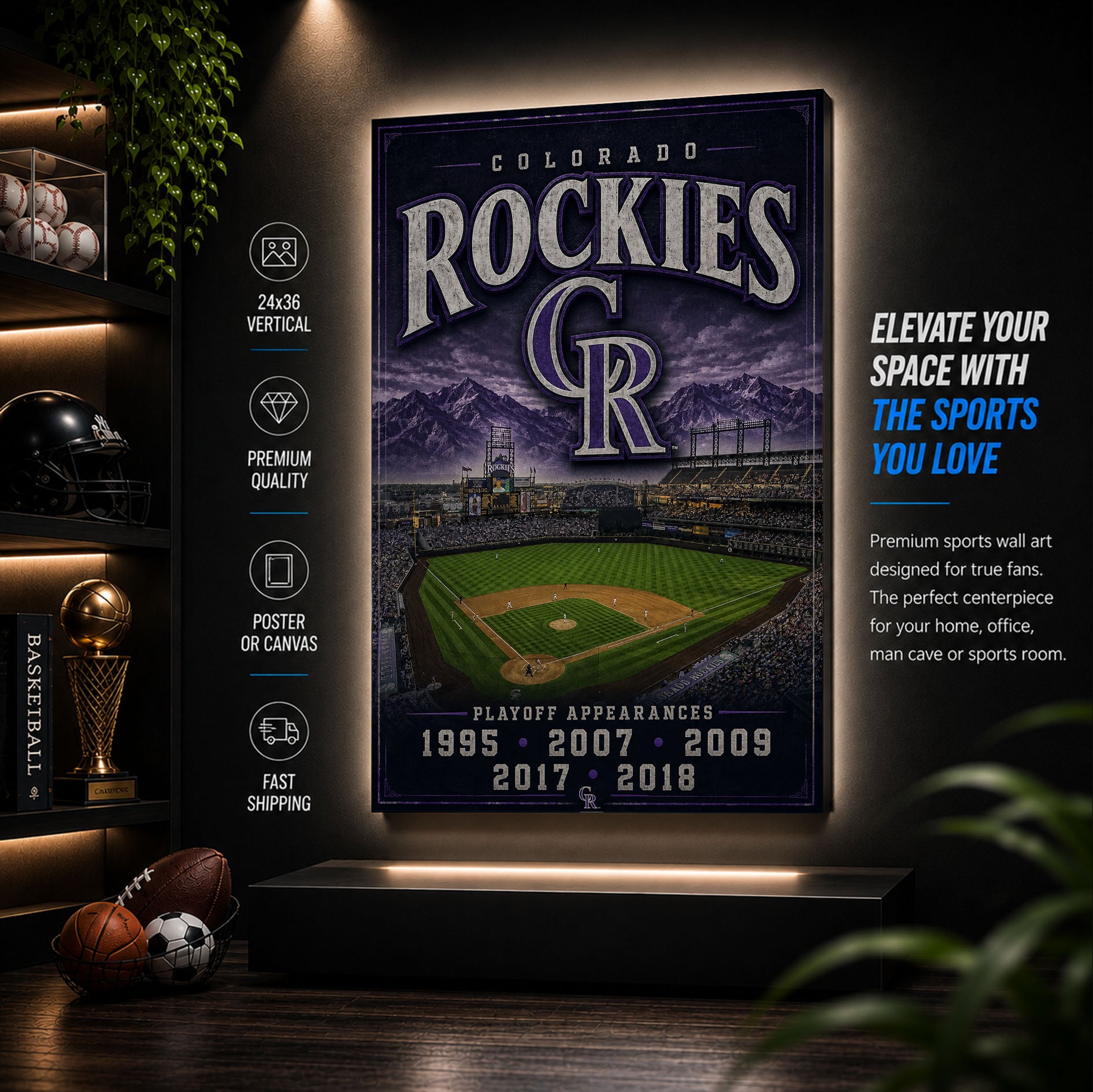 Colorado Rockies Stadium Fan Poster or Canvas Wall Art