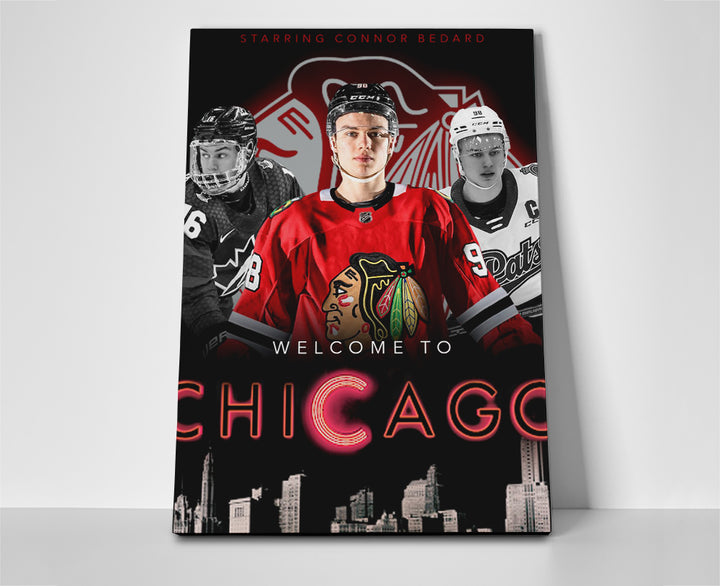 connor bedard poster canvas hockey blackhawks wall art