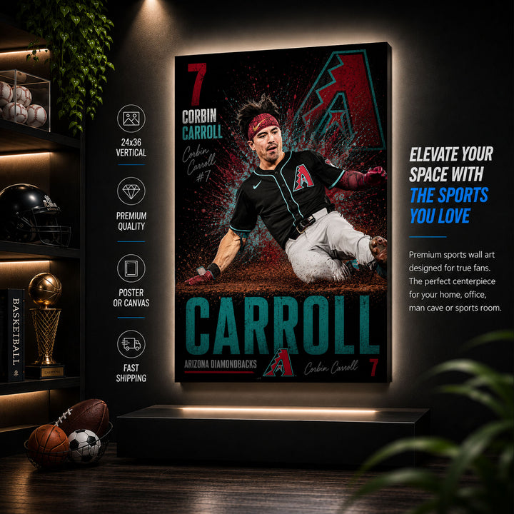 Corbin Carroll Dbacks Poster or Canvas Wall Art