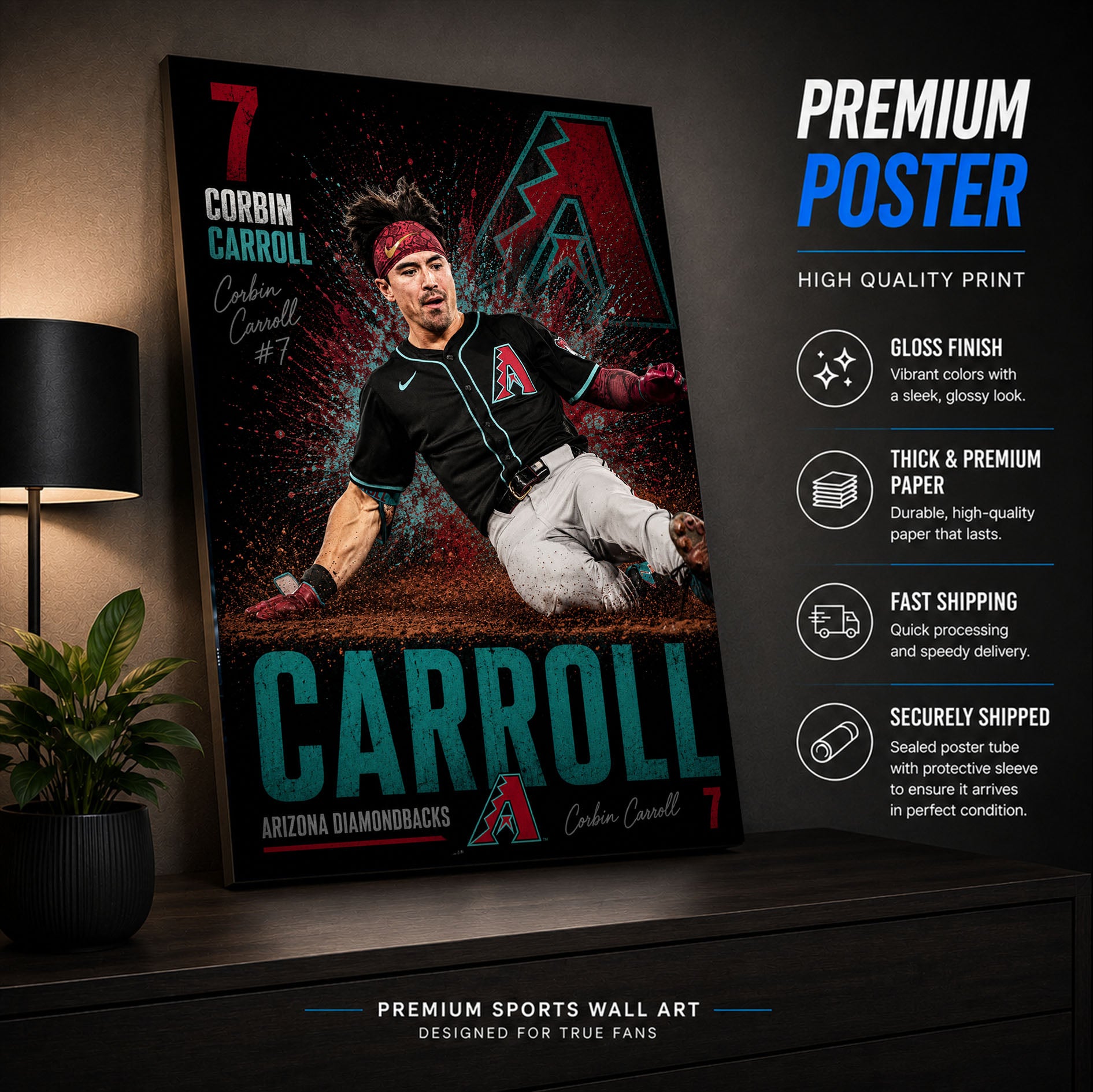 Corbin Carroll Dbacks Poster or Canvas Wall Art