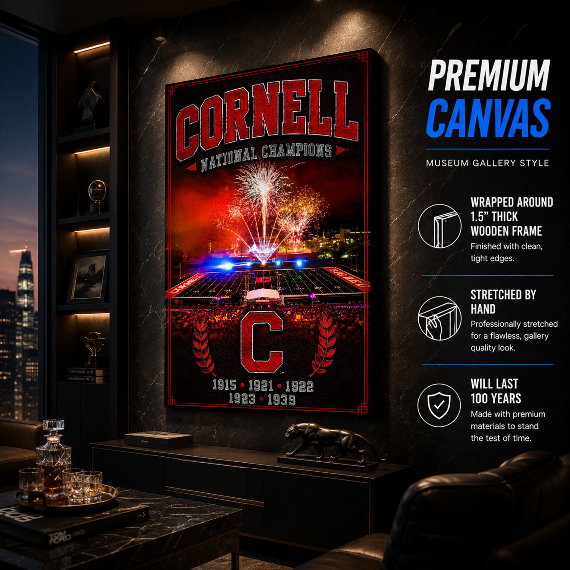 Cornell Football Stadium Fan Poster or Canvas Wall Art