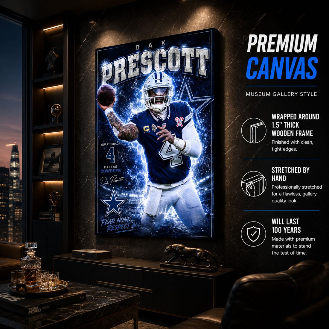 Dak Prescott Cowboys Fan Poster or Canvas Wall Art