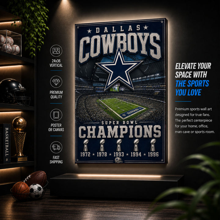 Dallas Cowboys Stadium Fan Poster or Canvas Wall Art