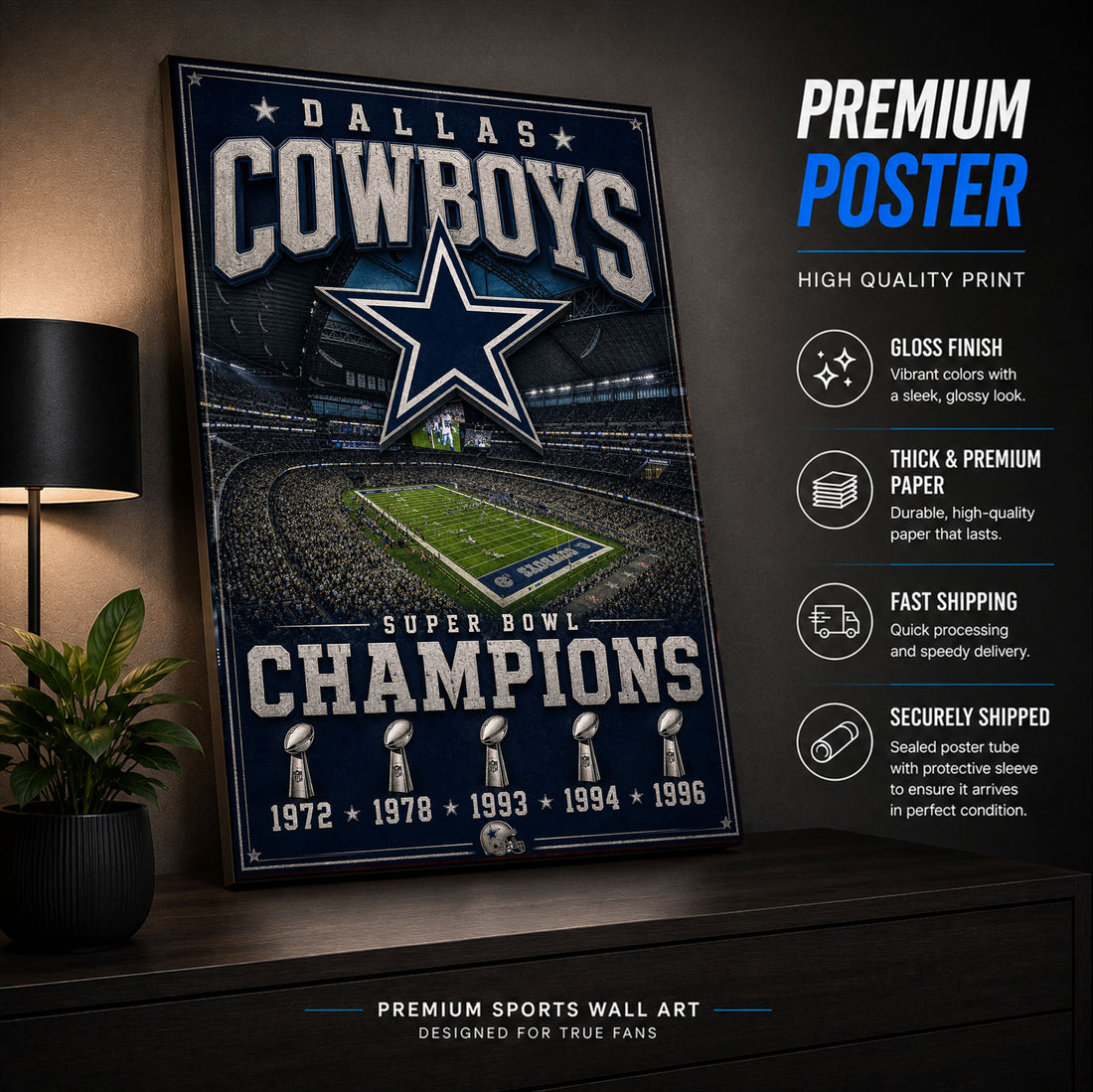 Dallas Cowboys Stadium Fan Poster or Canvas Wall Art
