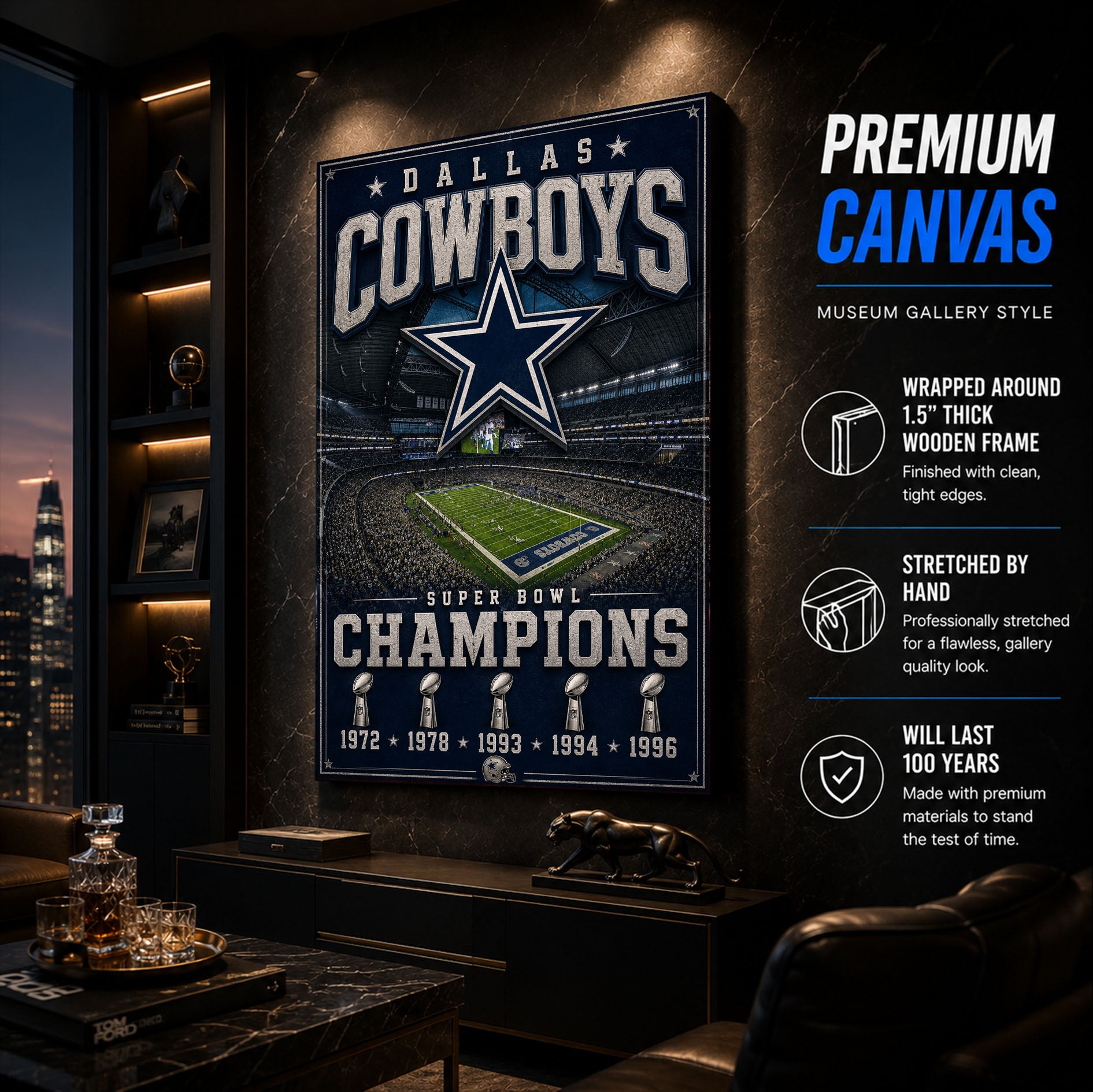Dallas Cowboys Stadium Fan Poster or Canvas Wall Art