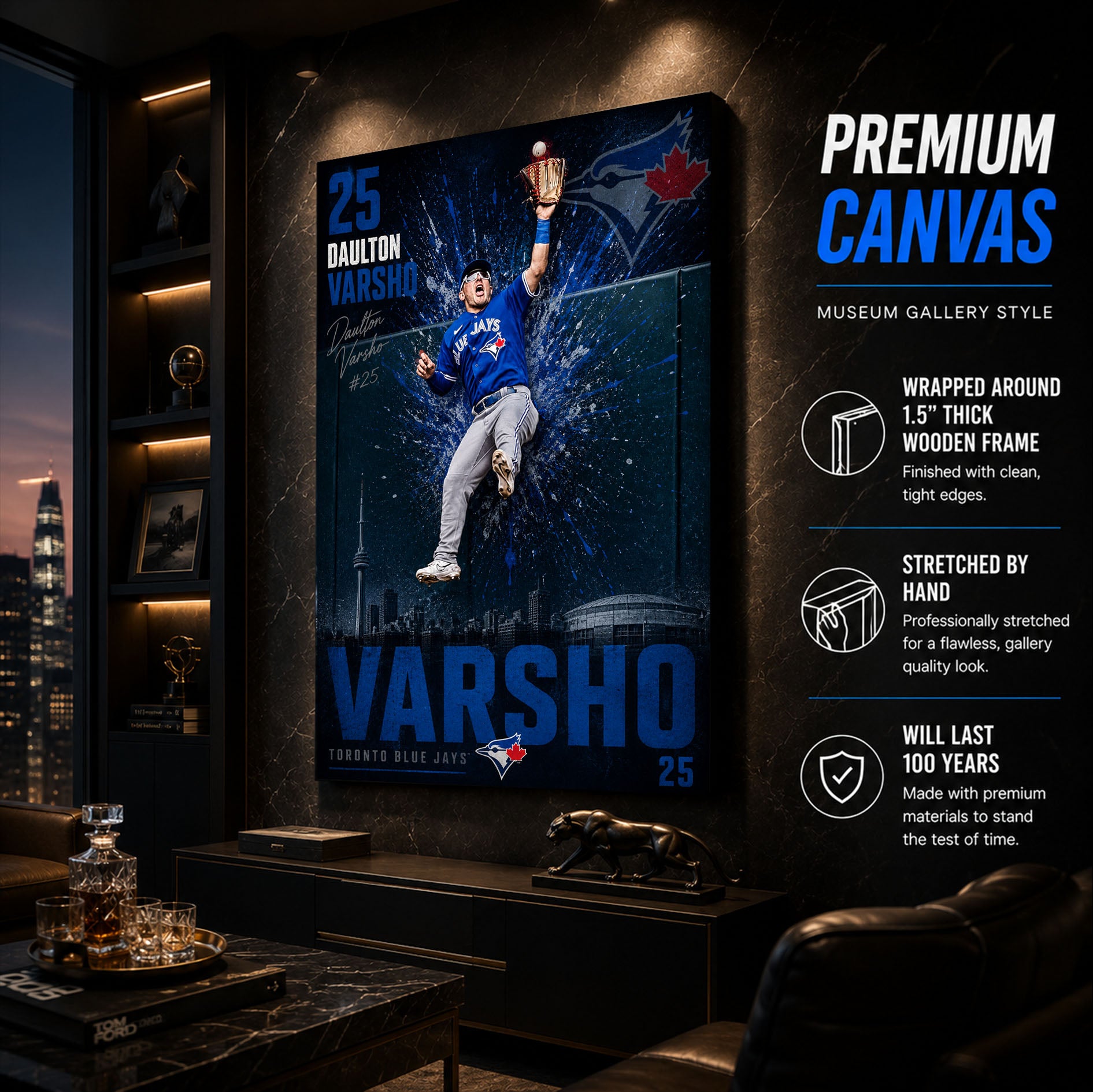 Daulton Varsho Blue Jays Poster or Canvas Wall Art