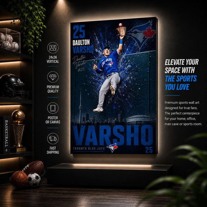 Daulton Varsho Blue Jays Poster or Canvas Wall Art