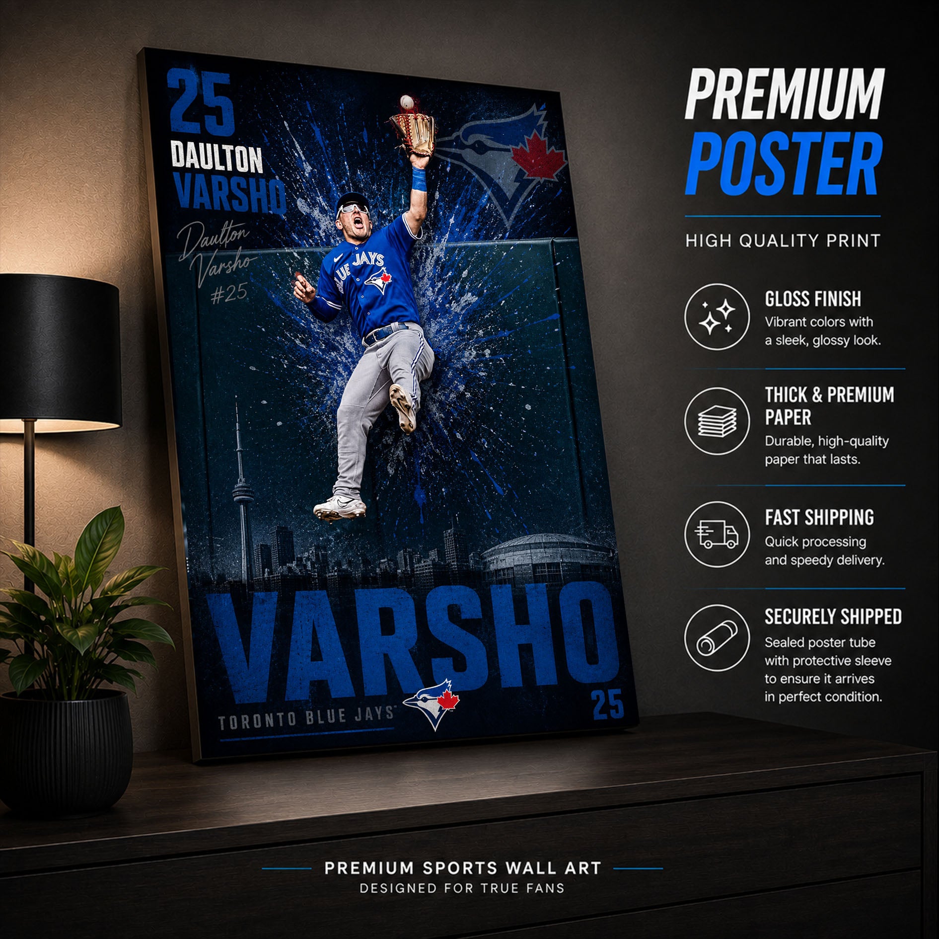 Daulton Varsho Blue Jays Poster or Canvas Wall Art