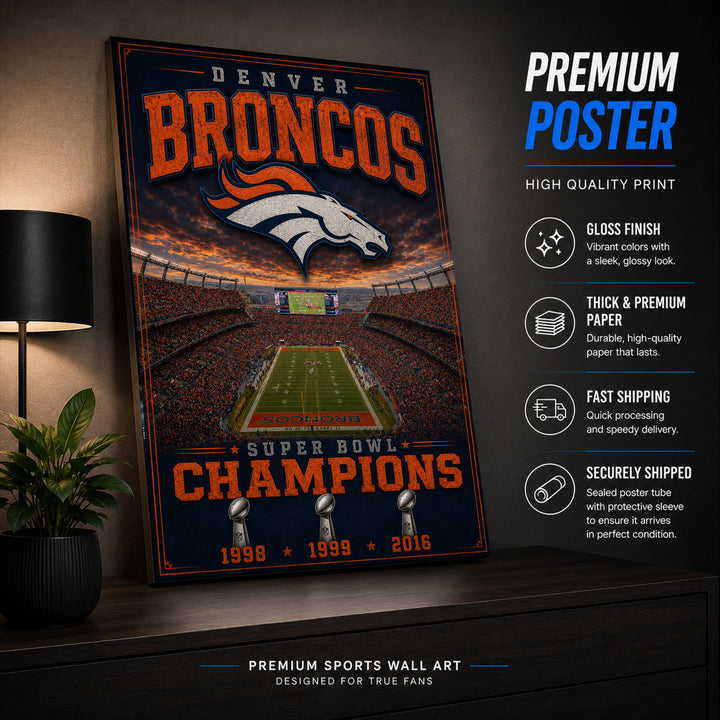 Denver Broncos Stadium Fan Poster or Canvas Wall Art