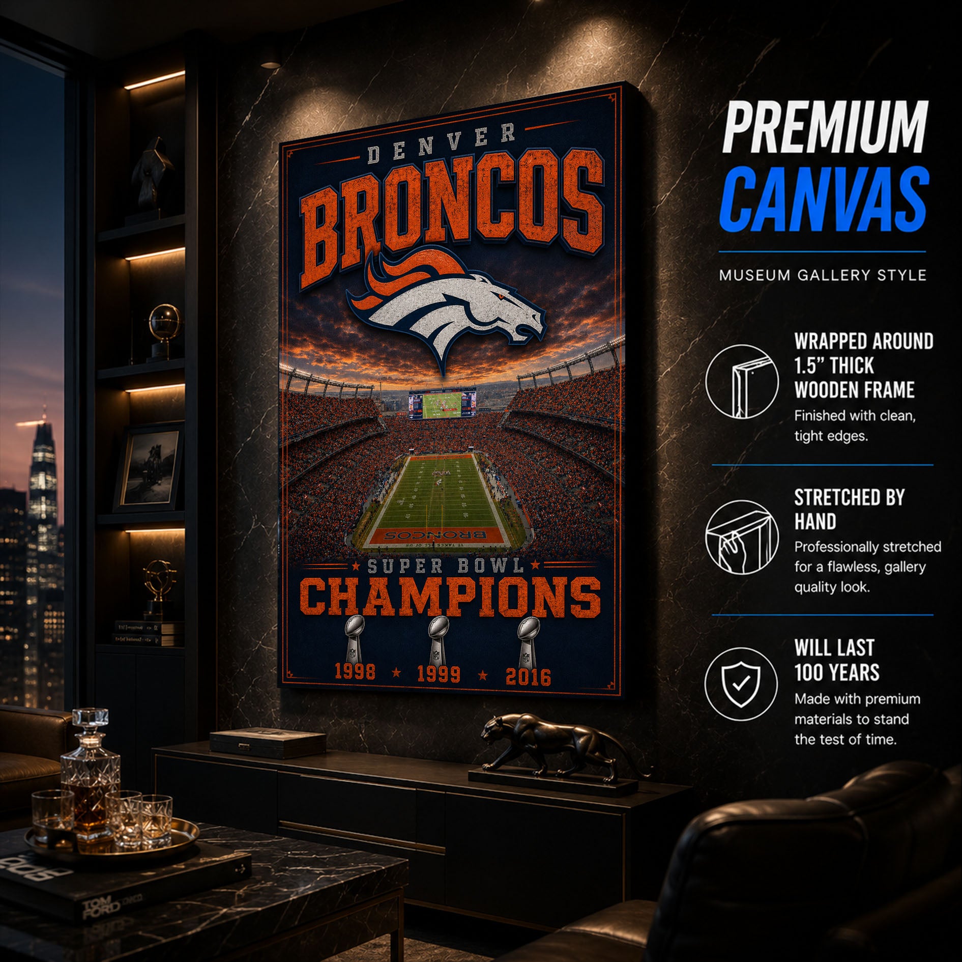 Denver Broncos Stadium Fan Poster or Canvas Wall Art