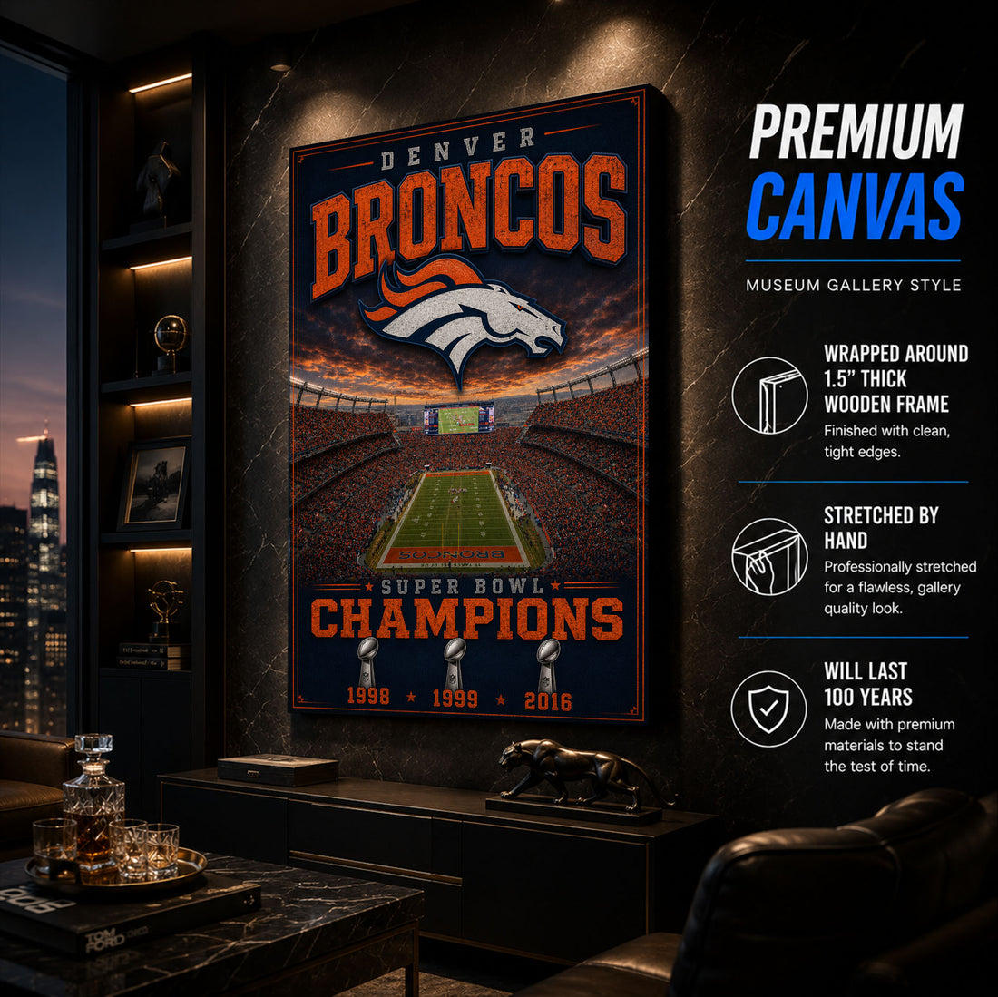 Denver Broncos Stadium Fan Poster or Canvas Wall Art