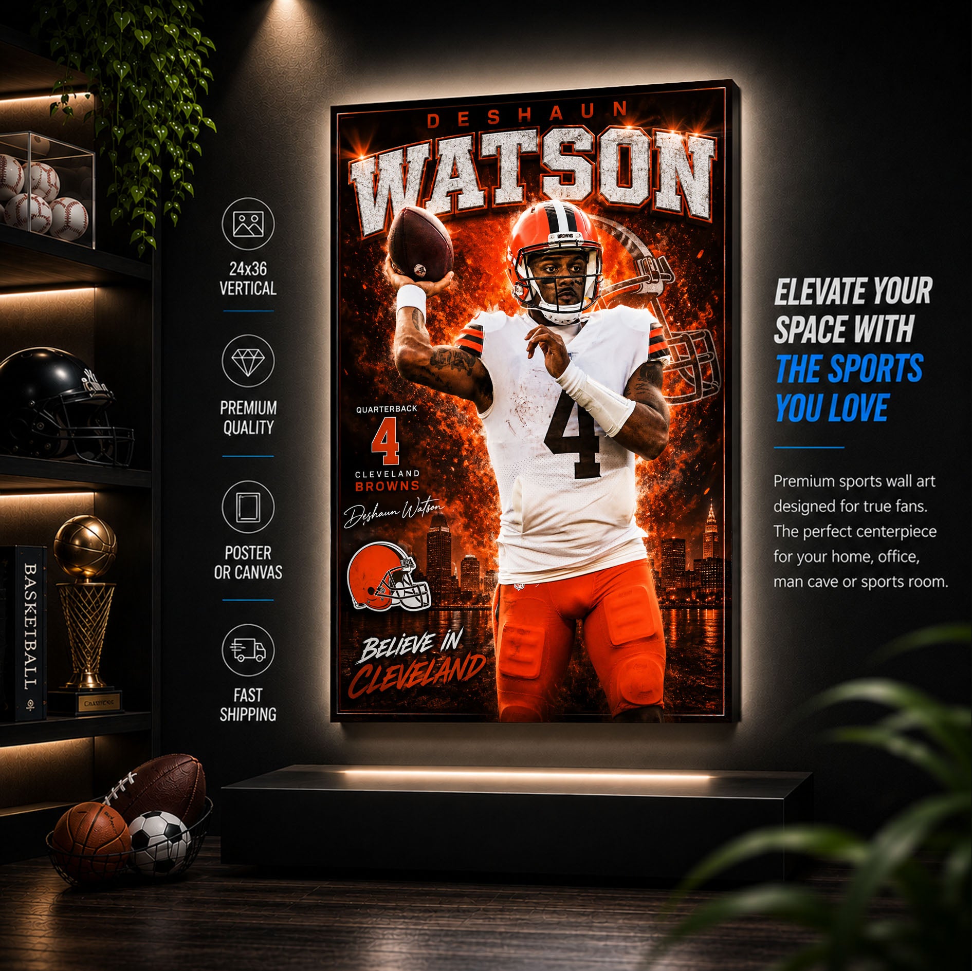 Deshaun Watson Browns Fan Poster or Canvas Wall Art