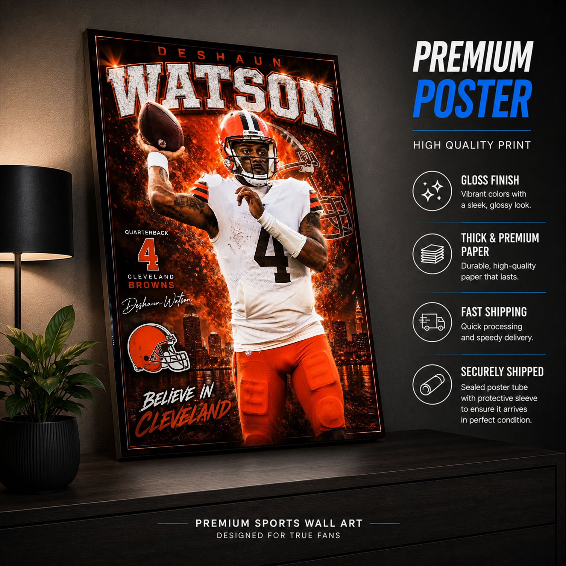 Deshaun Watson Browns Fan Poster or Canvas Wall Art