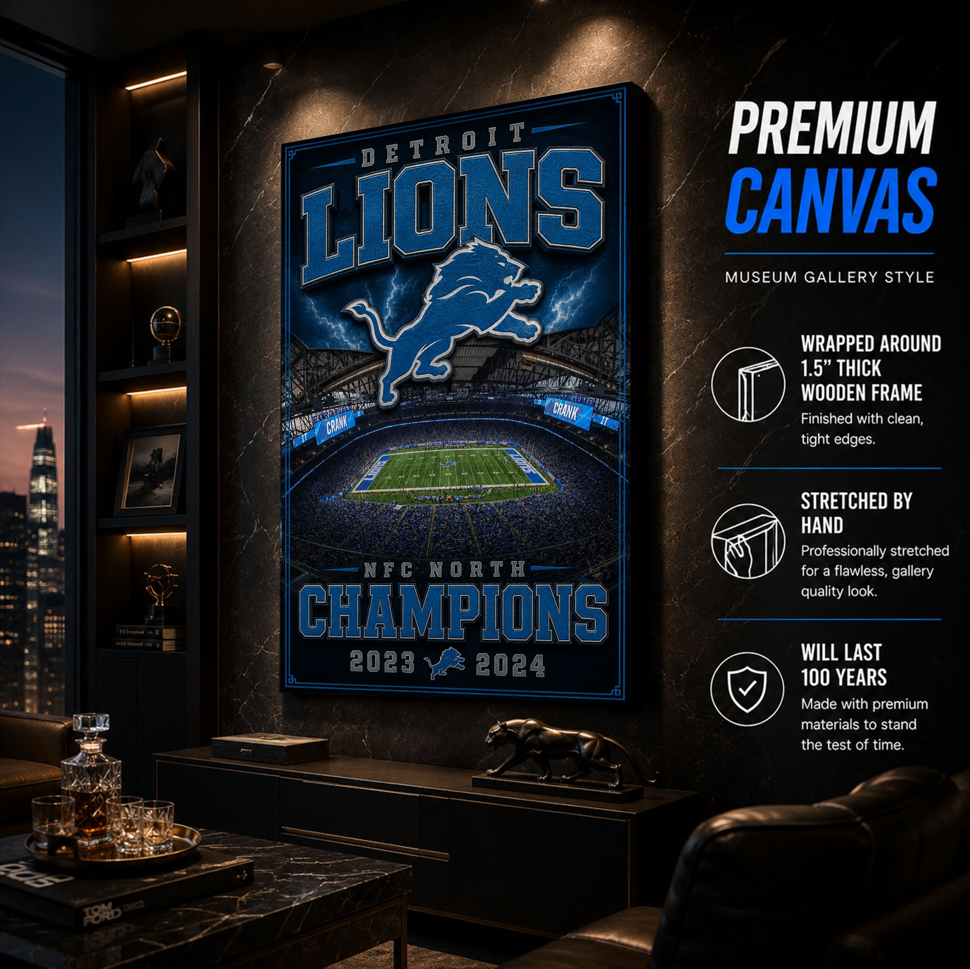 Detroit Lions Stadium Fan Poster or Canvas Wall Art