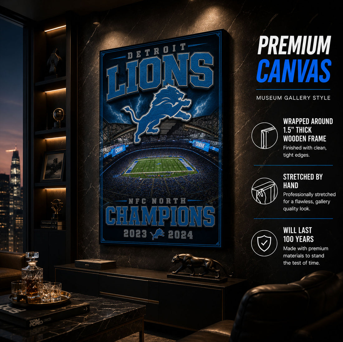 Detroit Lions Stadium Fan Poster or Canvas Wall Art