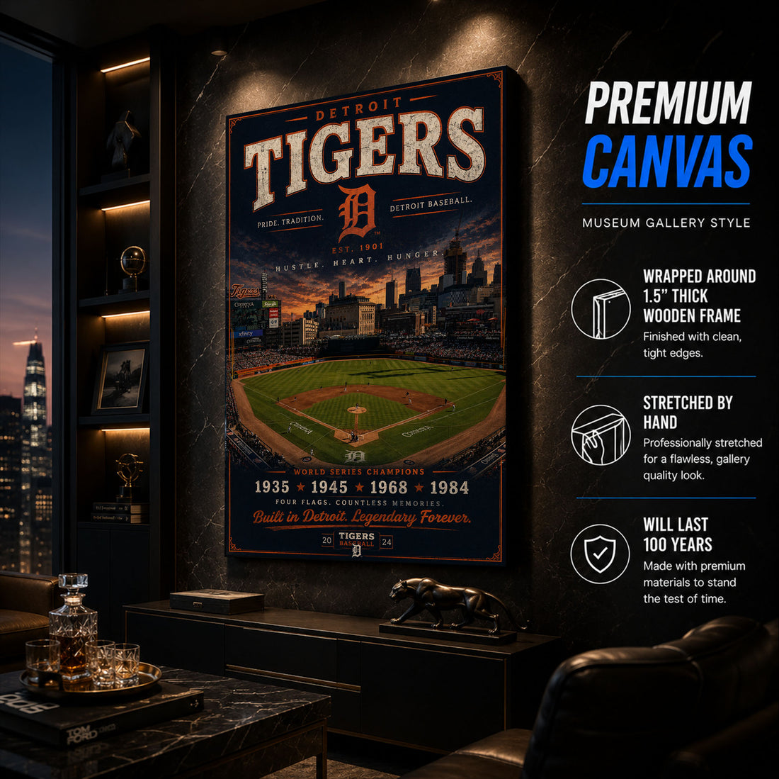 Detroit Tigers Stadium Fan Poster or Canvas Wall Art