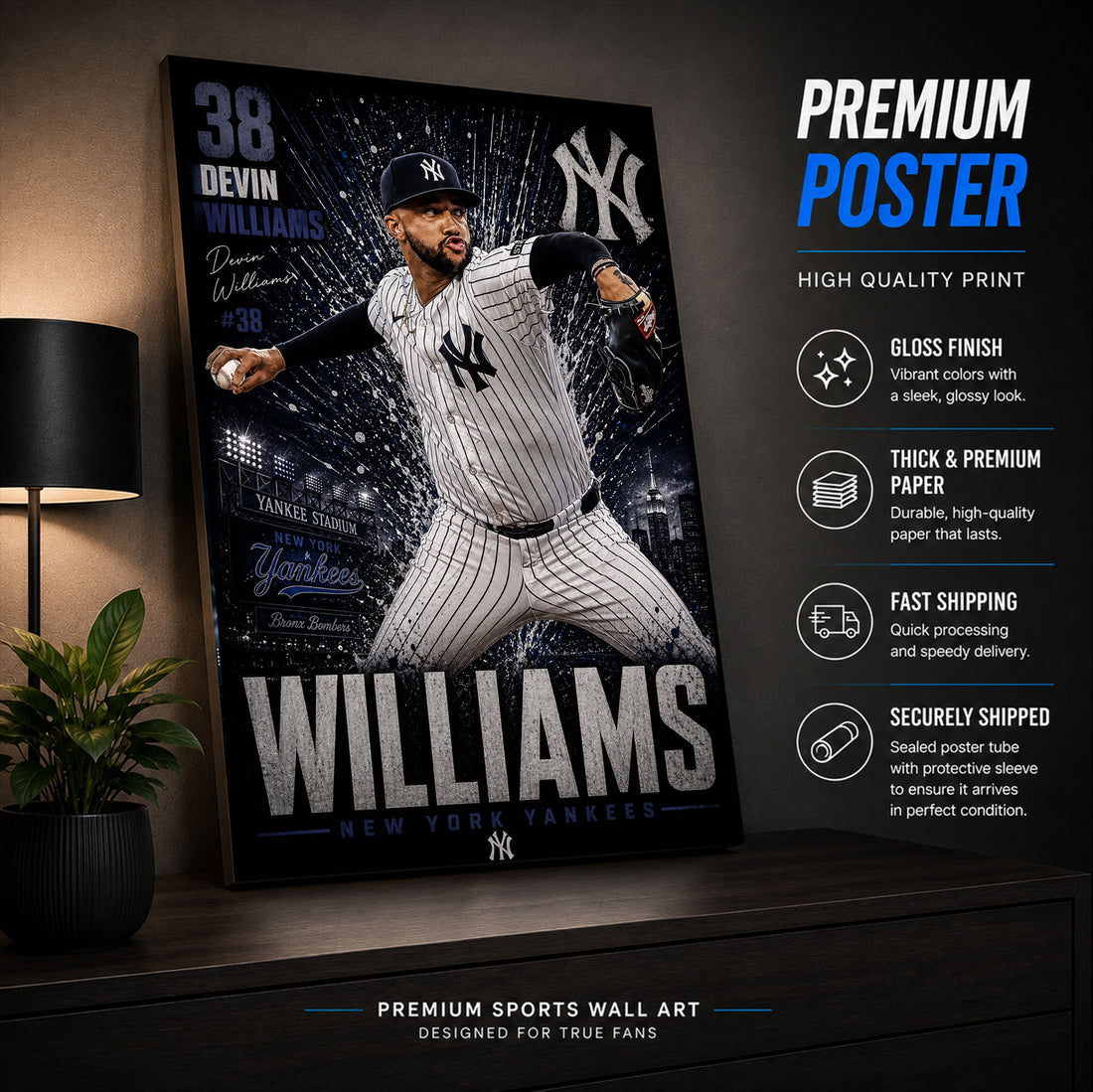 Devin Williams Yankees Poster or Canvas Wall Art