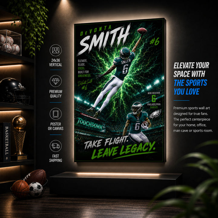 DeVonta Smith Eagles Fan Poster or Canvas Wall Art