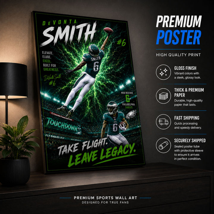 DeVonta Smith Eagles Fan Poster or Canvas Wall Art