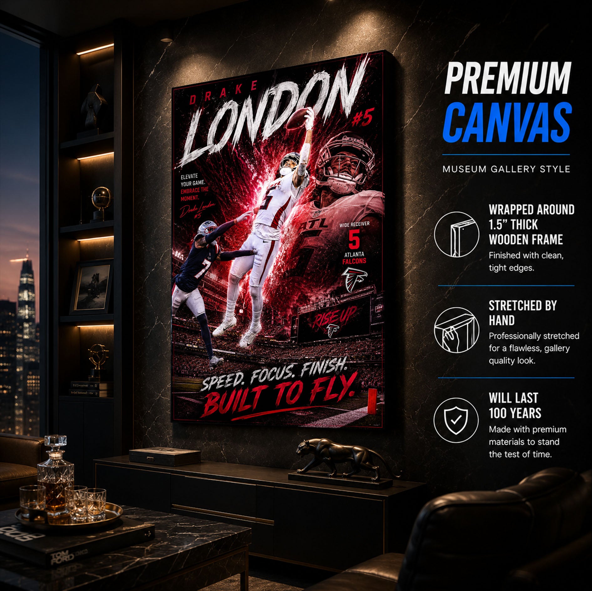 Drake London Falcons Fan Poster or Canvas Wall Art