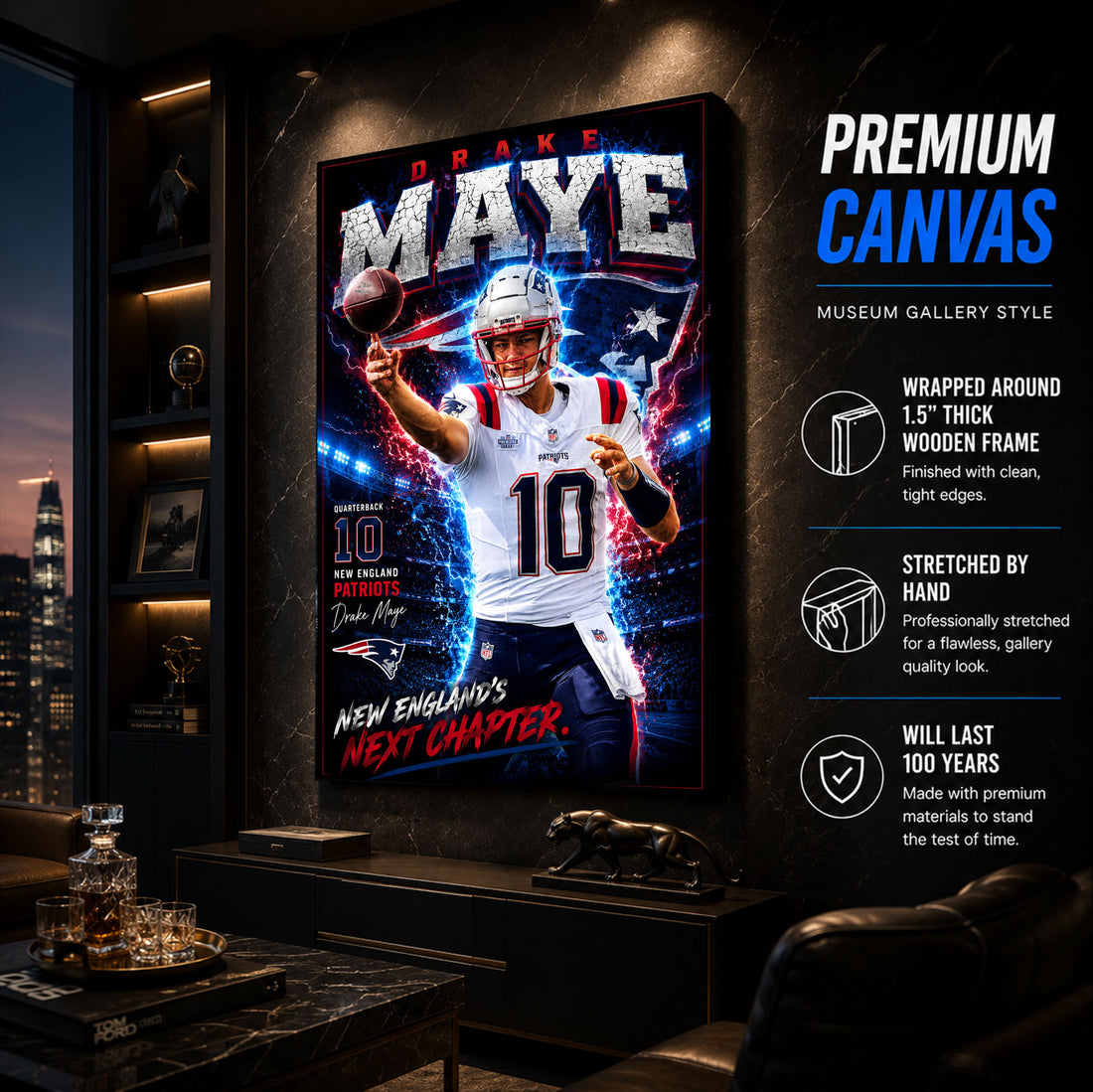 Drake Maye Patriots Fan Poster or Canvas Wall Art