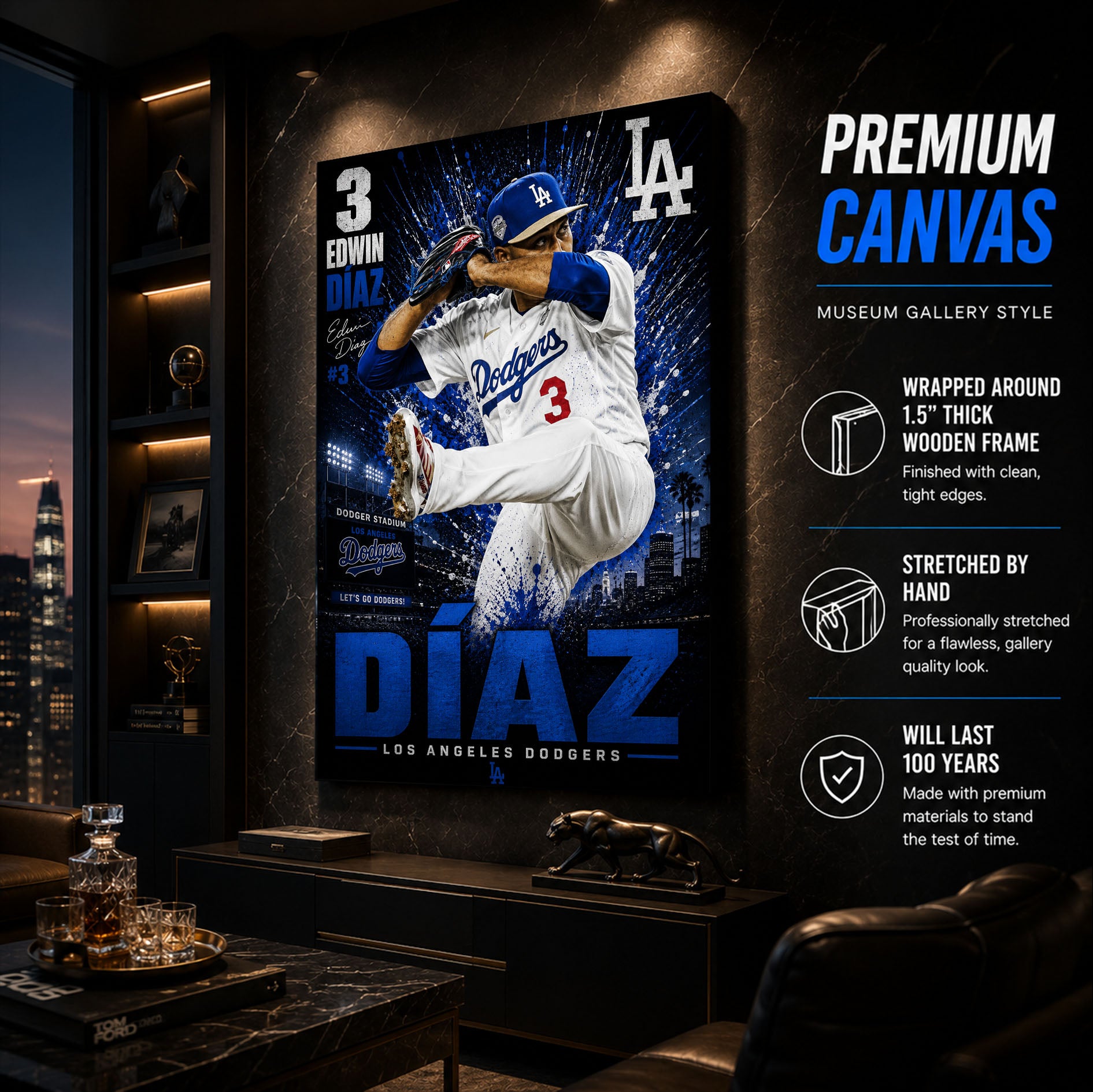 Edwin Diaz Dodgers Poster or Canvas Wall Art