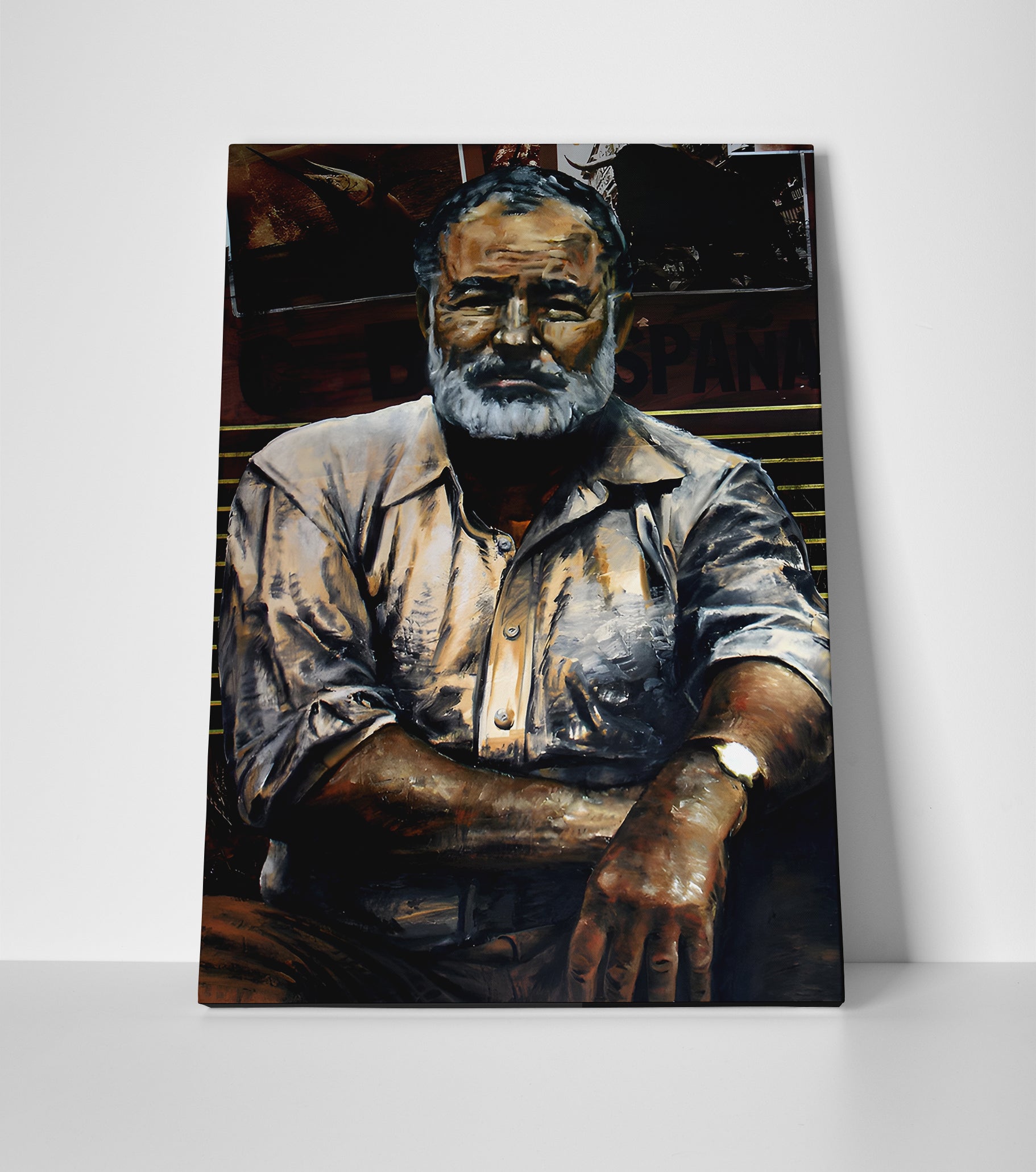 Ernest Hemmingway Painting Poster or Canvas Wall Art