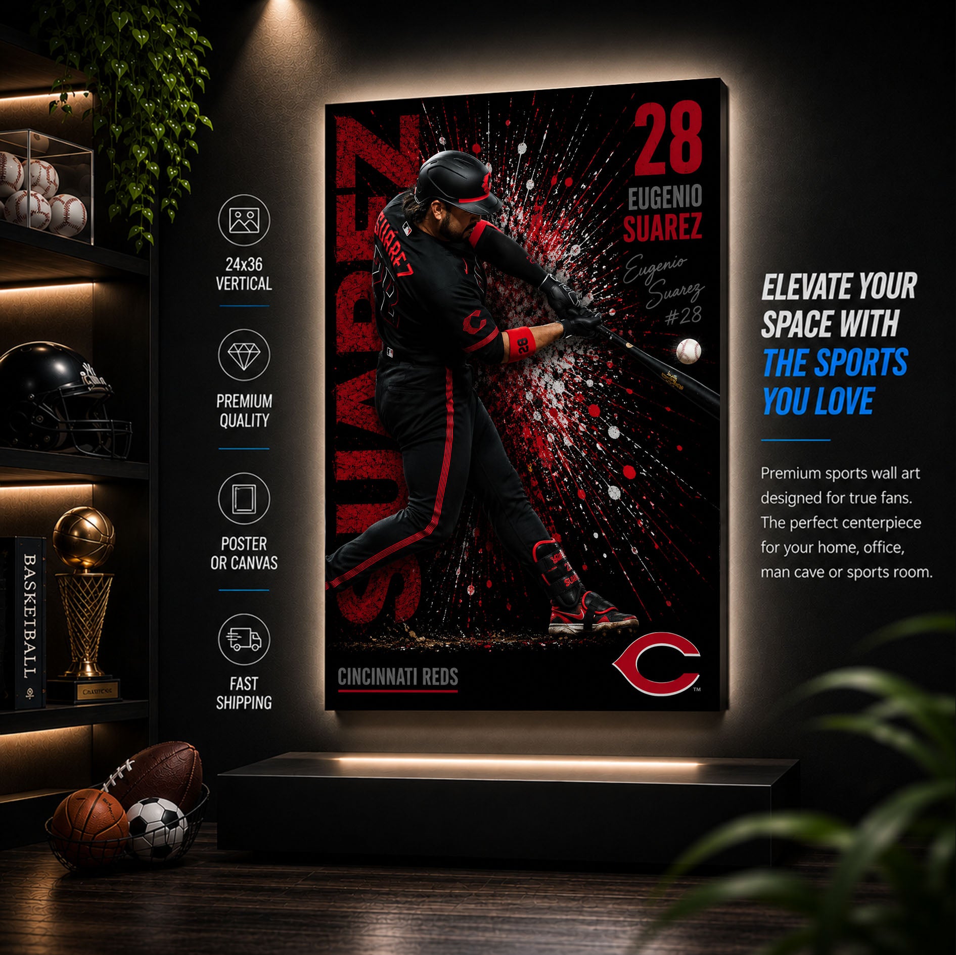 Eugenio Suarez Reds Poster or Canvas Wall Art