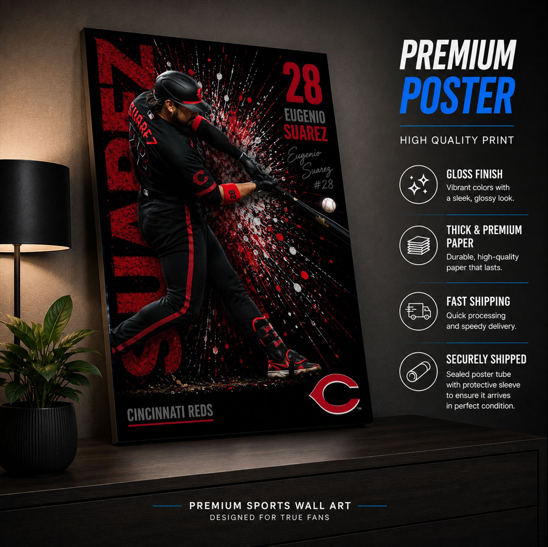 Eugenio Suarez Reds Poster or Canvas Wall Art