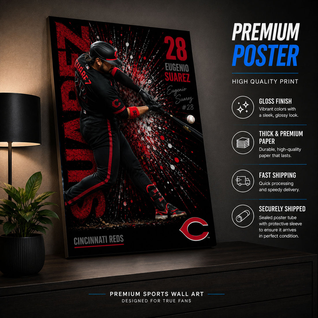 Eugenio Suarez Reds Poster or Canvas Wall Art