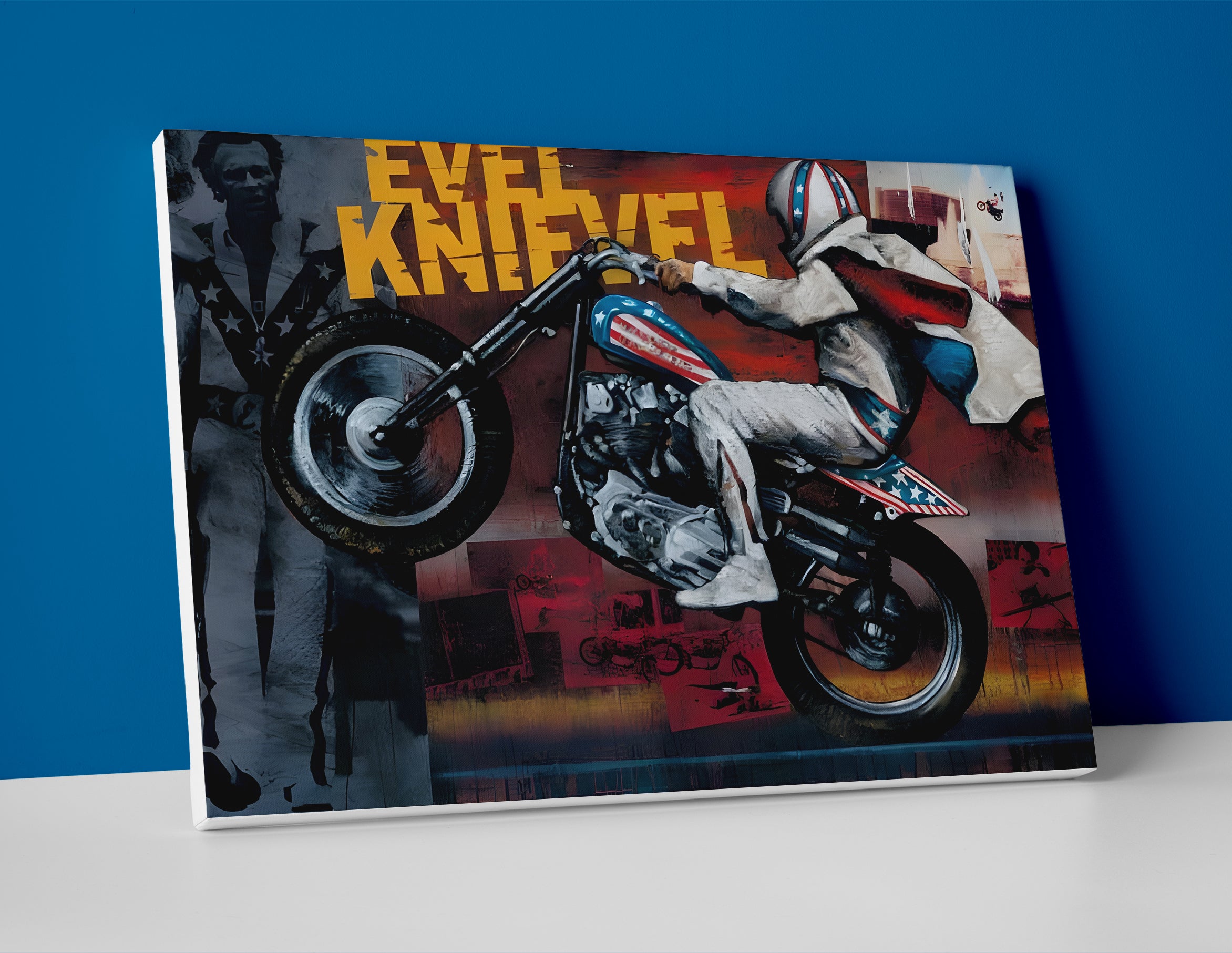 Evel Knievel Painting Poster or Canvas Wall Art