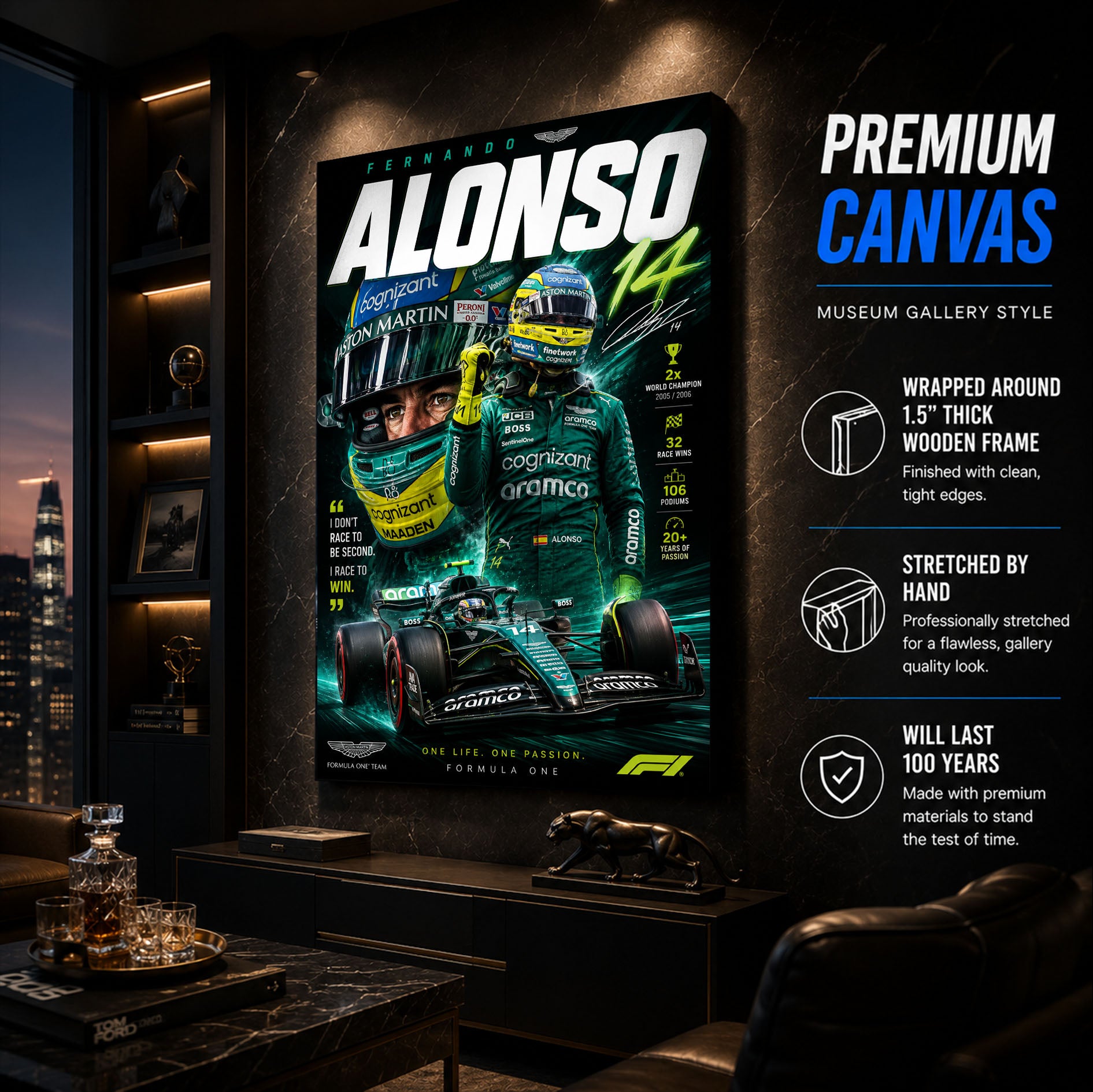 Fernando Alonso Poster & Canvas – Spanish Formula 1 Motorsport Racing F1 Wall Art