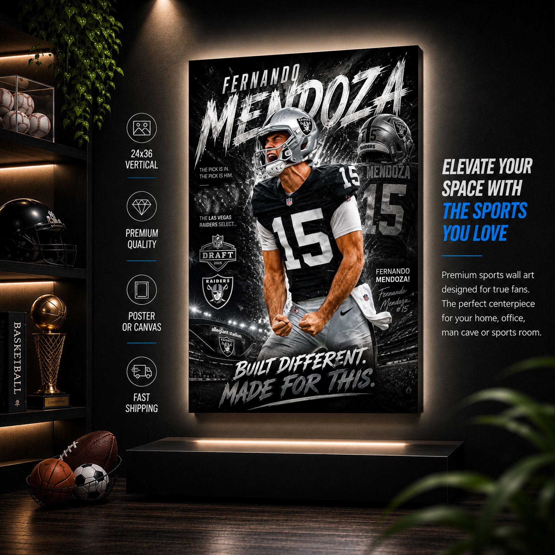 Fernando Mendoza Raiders Fan Poster or Canvas Wall Art