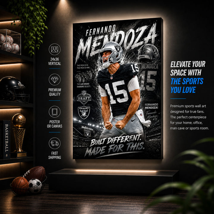 Fernando Mendoza Raiders Fan Poster or Canvas Wall Art