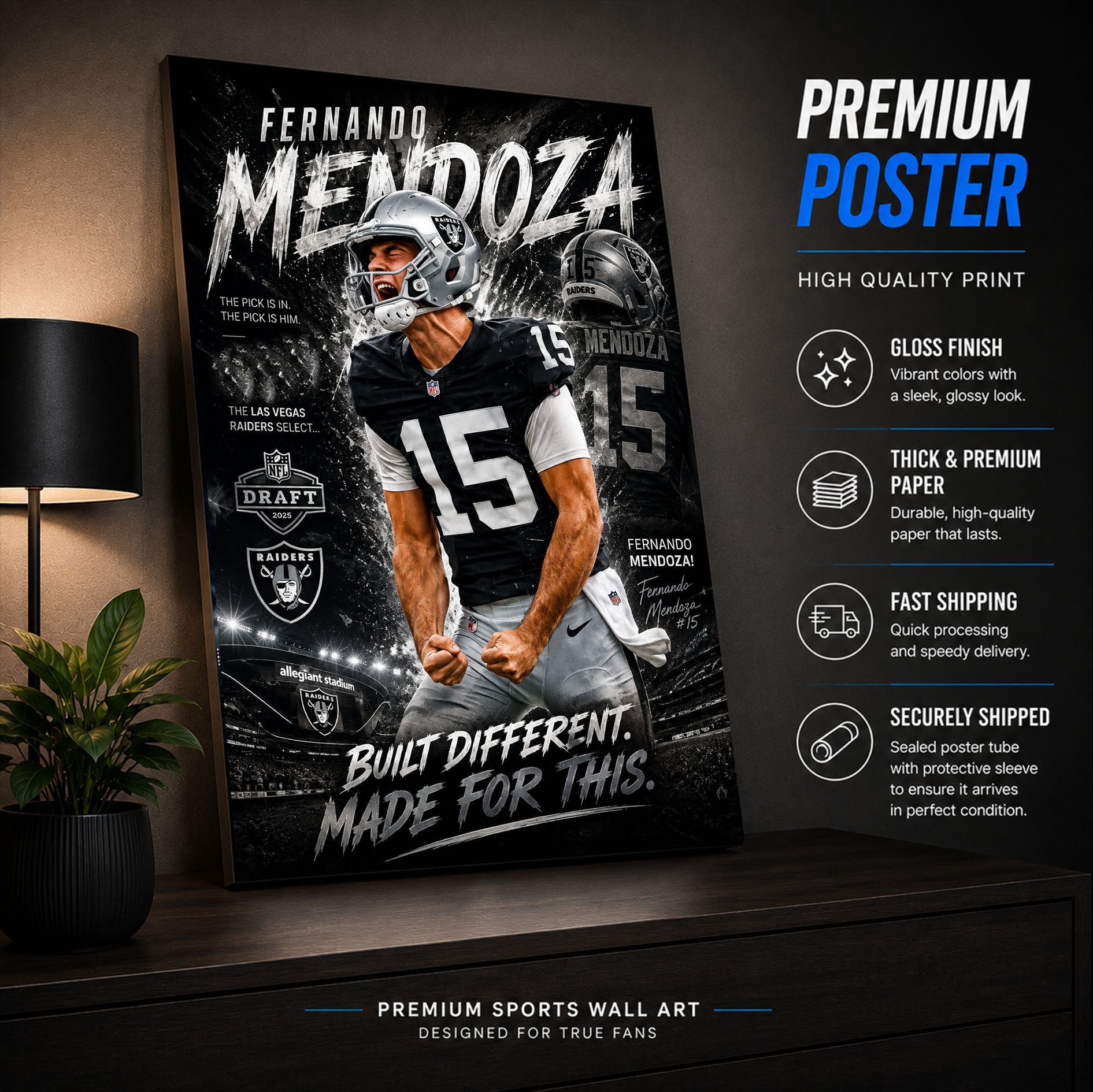 Fernando Mendoza Raiders Fan Poster or Canvas Wall Art