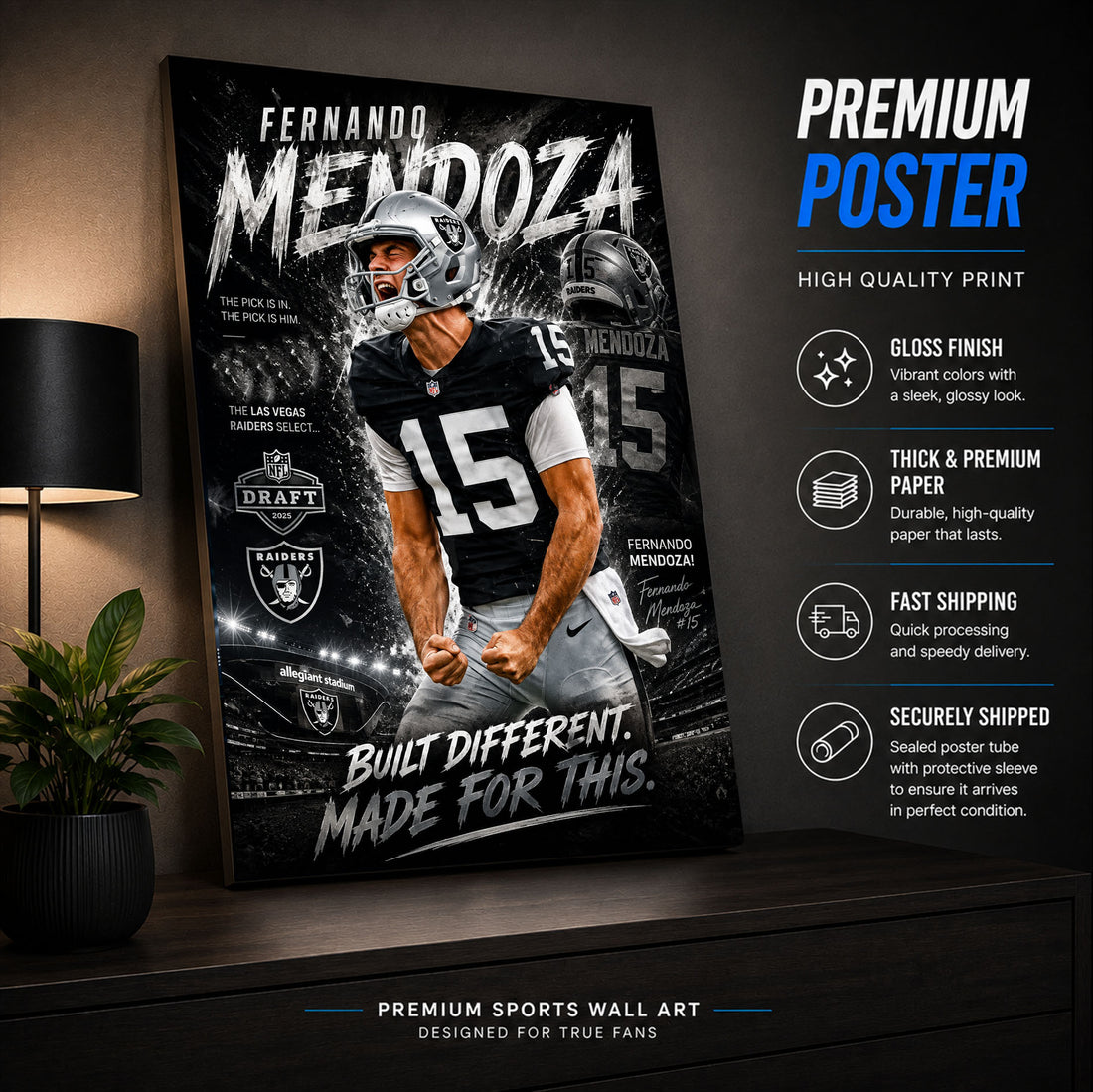 Fernando Mendoza Raiders Fan Poster or Canvas Wall Art