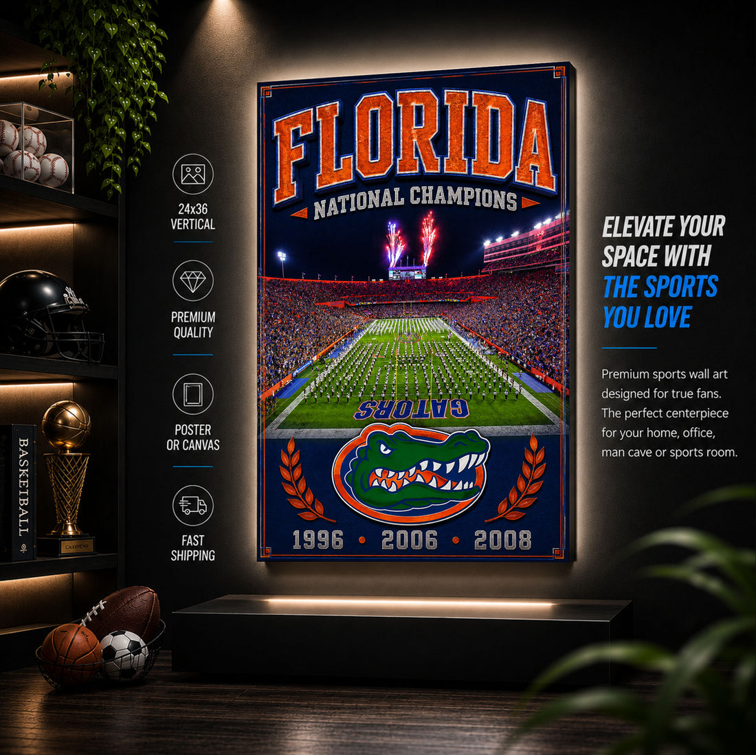 Florida Gators Football Stadium Fan Poster or Canvas Wall Art